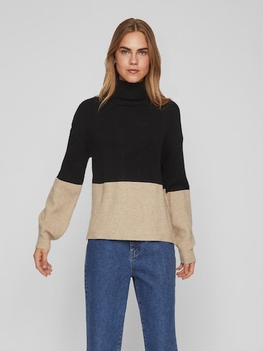 Rollkragenpullover »VIRIL BLOCKING ROLL-NK L/S KNIT TOP-NOOS«, in Colorblock Optik