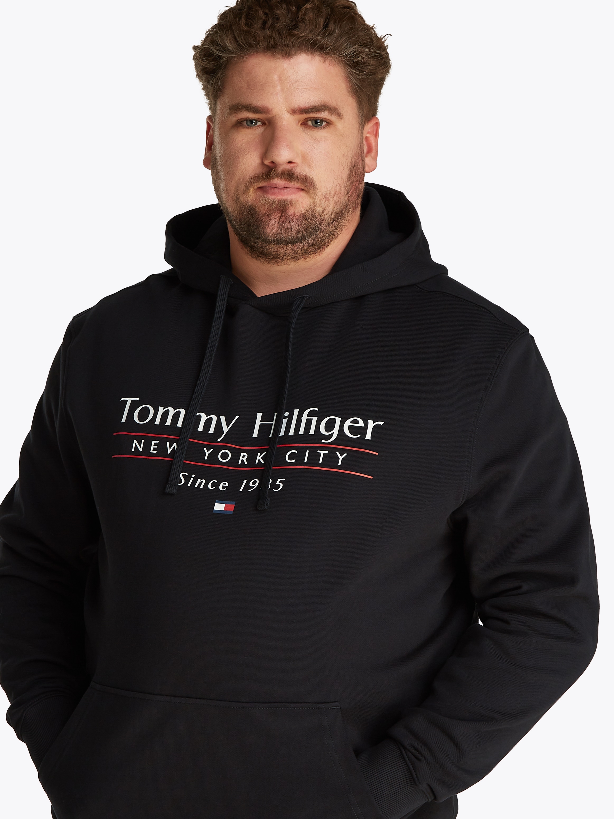 Tommy Hilfiger Big & Tall Kapuzensweatshirt »BT-HILFIGER CENTER STACK HOODY-B«, Grosse Grössen