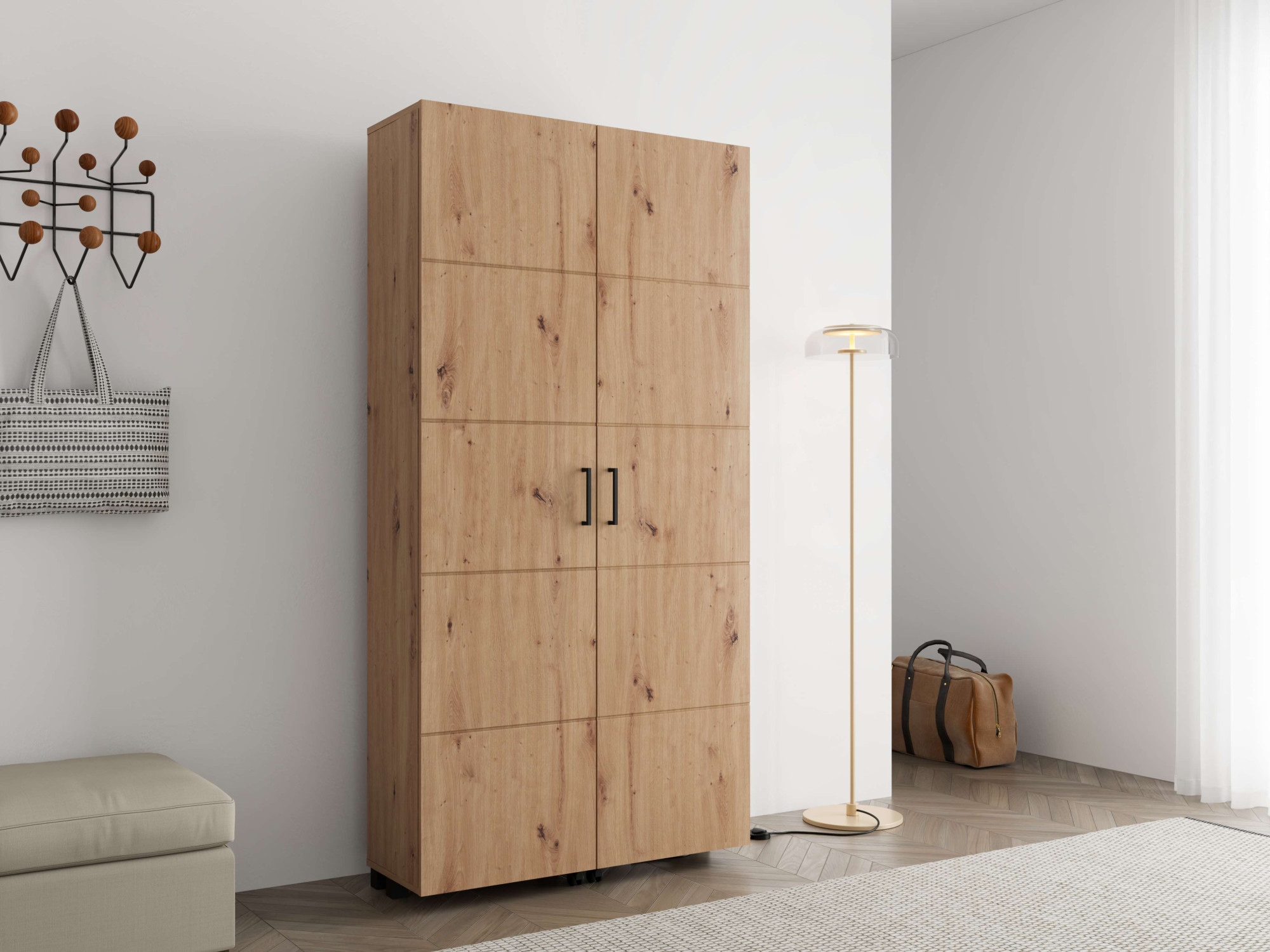 Image of Home affaire Schuhschrank "Islay, Drehtüren auf Rollen, B/T/H: 91,6/32,4/184,4 cm" Schuhkommode mit Platz für ca. 40 Paar Schuhe bis Gr. 40