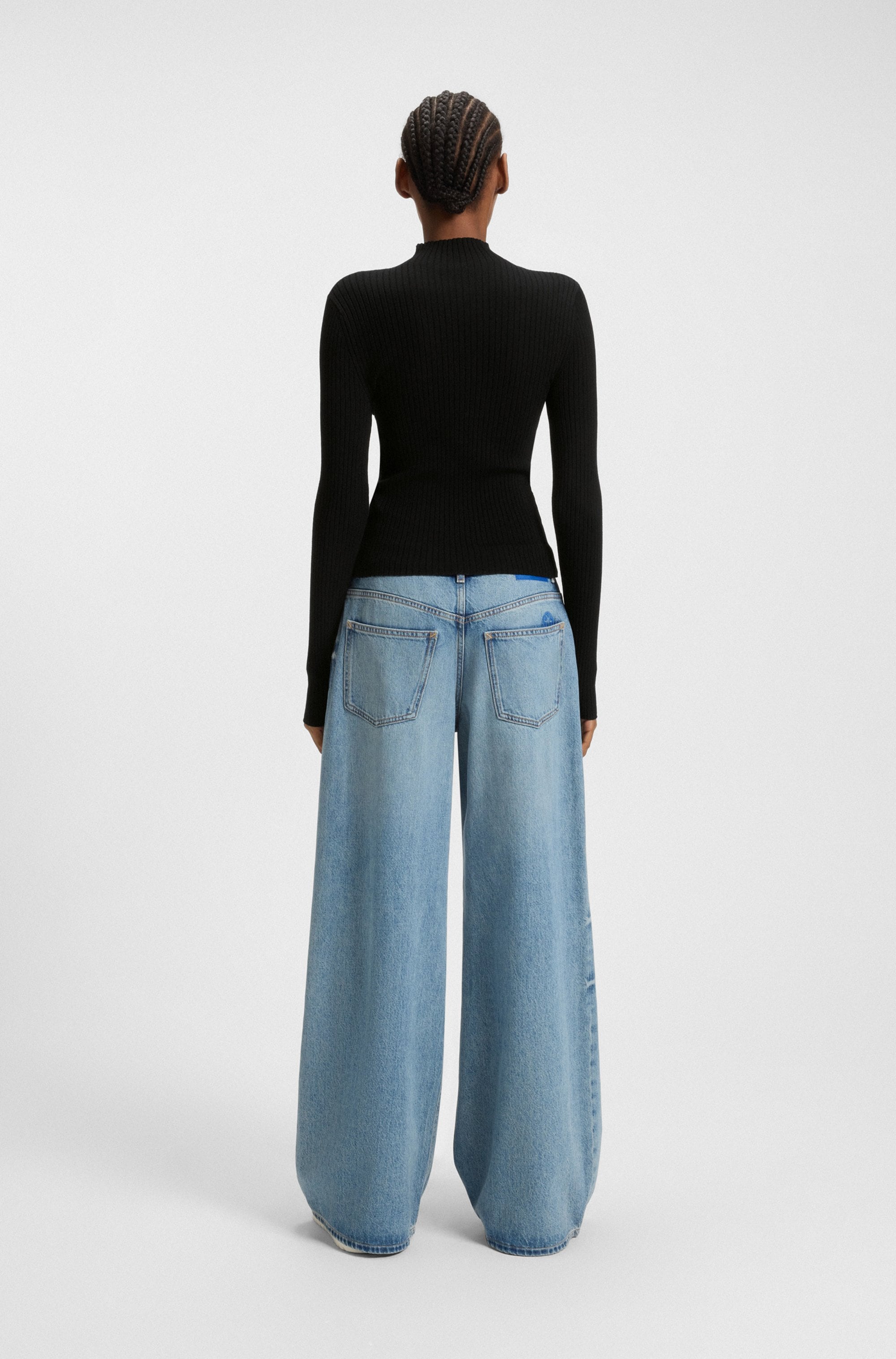 HUGO Blue Pull à col montant »Sarmie« mit Label-Stitching