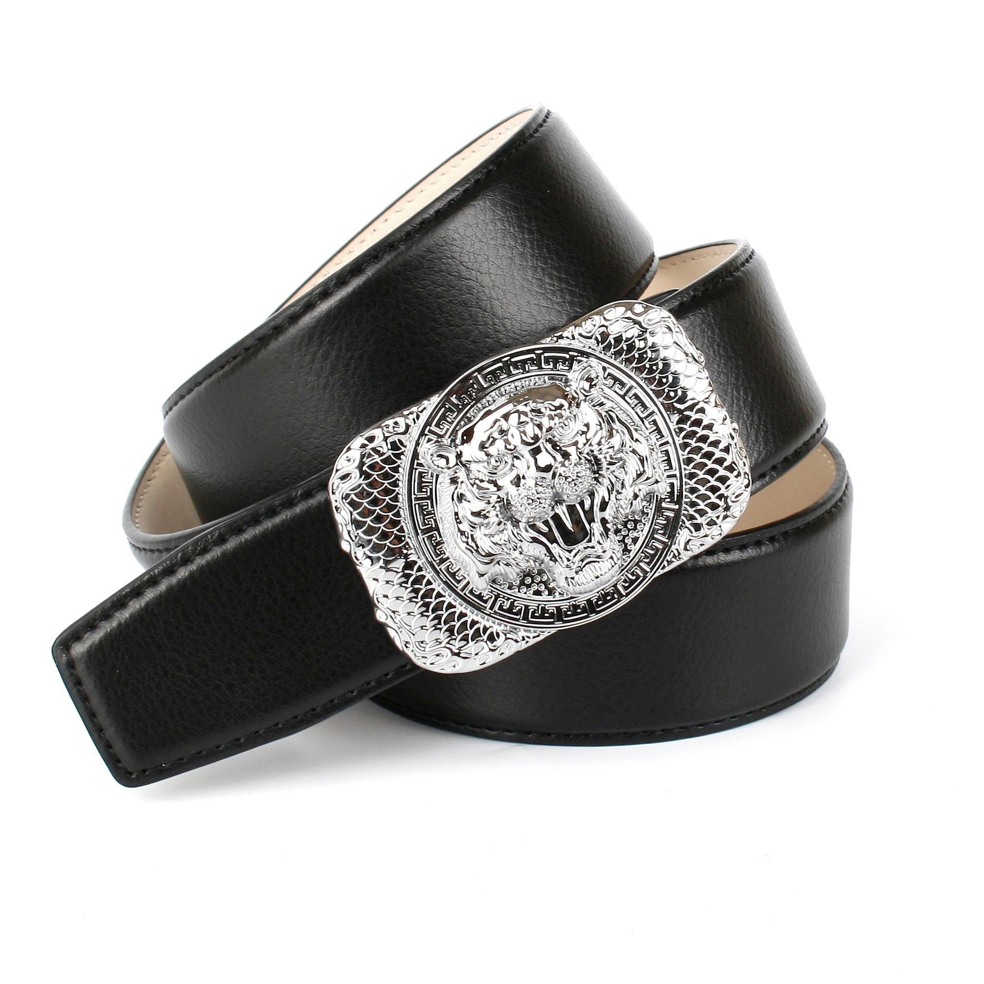 Anthoni Crown Ledergürtel mit silberfarbener Schliesse "Tiger"