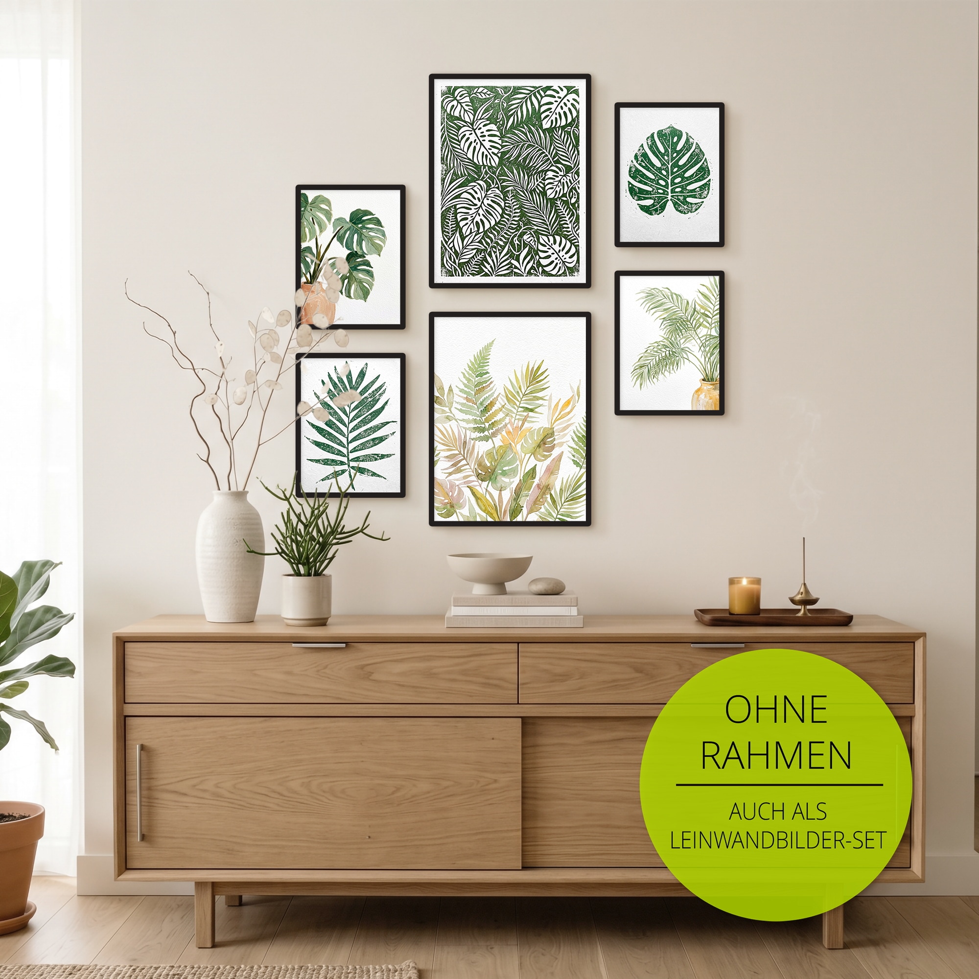 GOODproduct Wandbild »Green Living« Pflanzenbilder 6 Stk. tlg. in verschied. Grössen