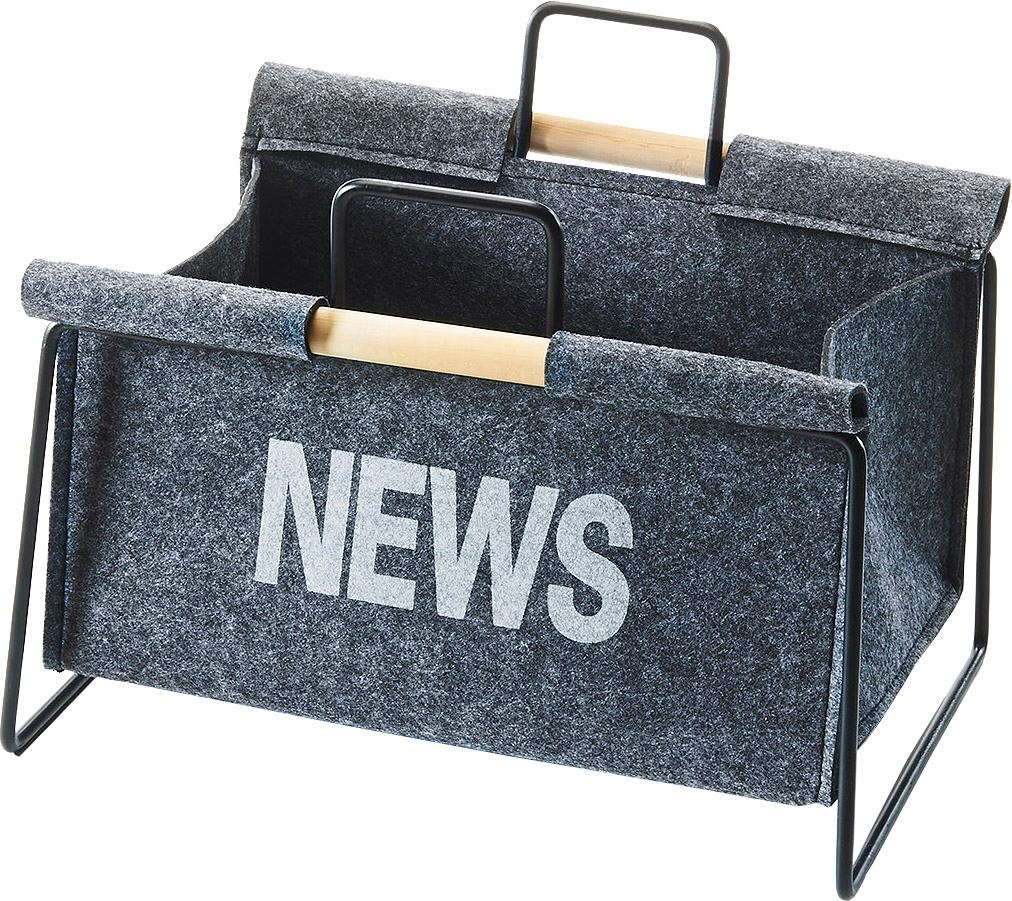 Image of locker Zeitungsständer »Zeitungsständer aus Metall, schwarz und Filz dunkelgrau« bei Ackermann Versand Schweiz