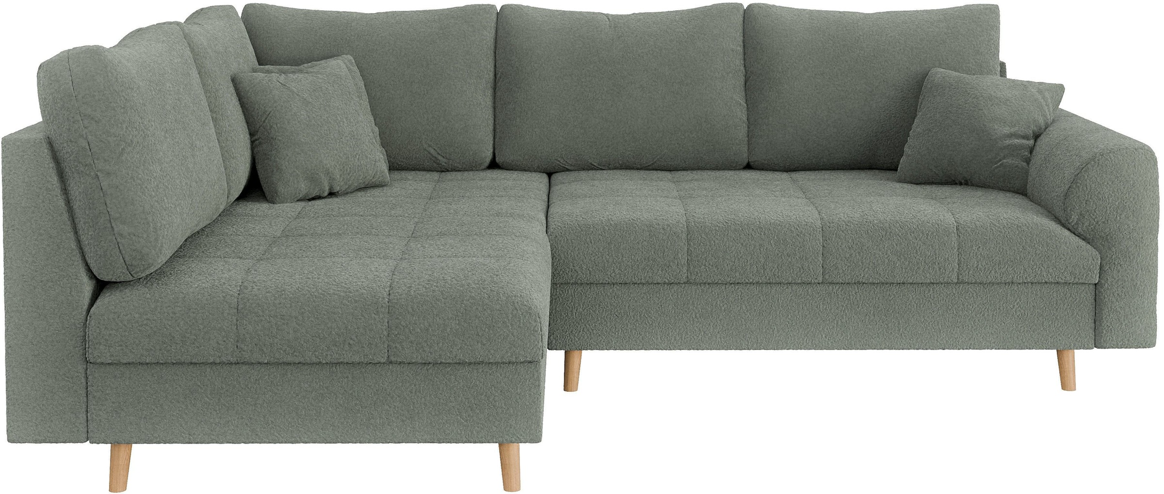 Home affaire Ecksofa »CHARRE L-Form mit Ottomane, Masse B/T/H: 231/161/81 cm«, feine Steppung, lose Rücken- und Zierkissen, auch in Cord und Bouclé