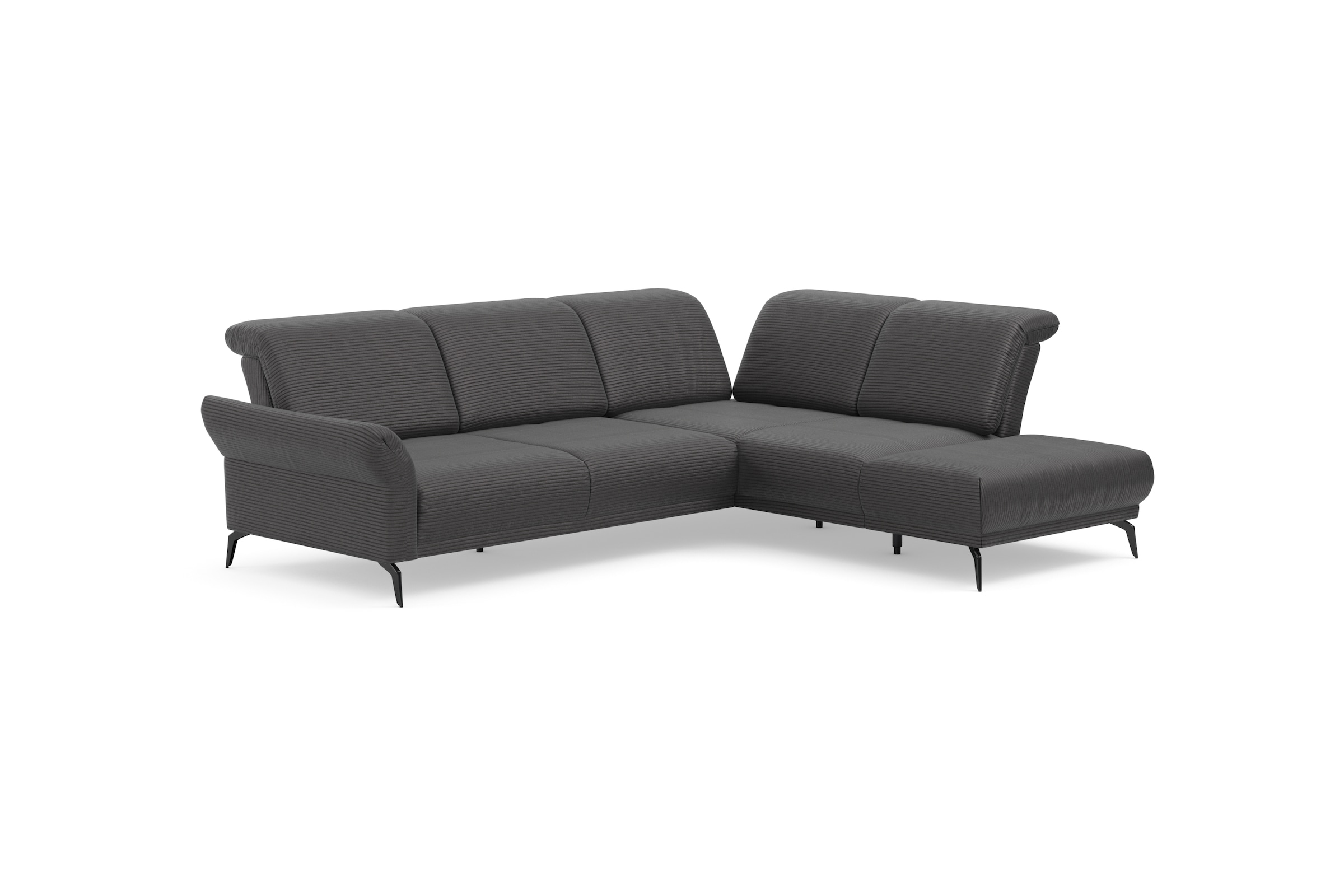 INOSIGN Ecksofa »Coco L-Form«, Sitztiefen-, Arm- und Kopfteilverstellung, Cord-Bezug, Fusshöhe 15 cm