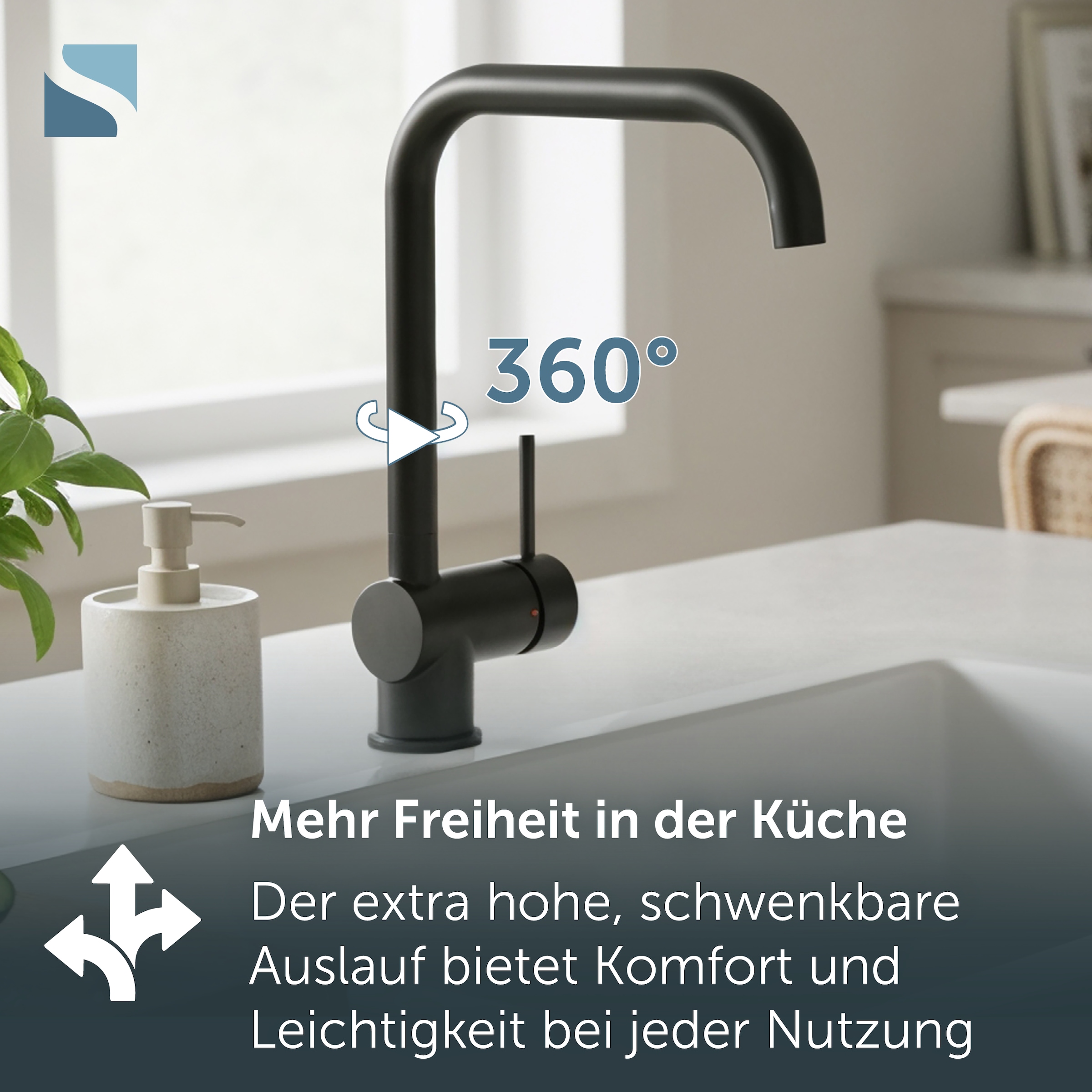 Schütte Robinet d'évier »YORK« Robinet de cuisine, pivotant à 360°, buse mélangeuse de marque