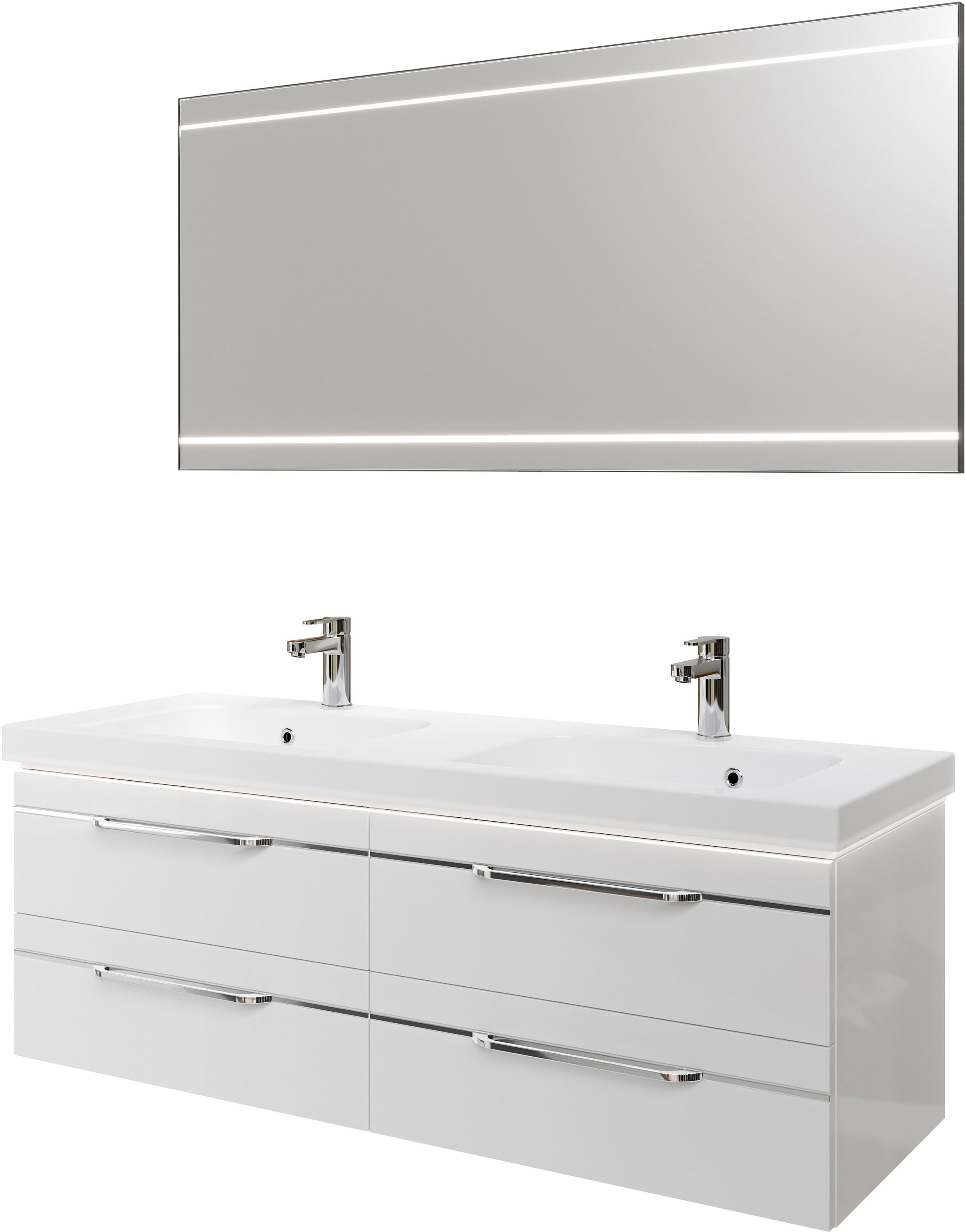 Image of Saphir Badmöbel-Set "Balto 2-teilig Mineralmarmor-Doppelwaschtisch mit LED-Spiegel" 2 Stk. tlg.