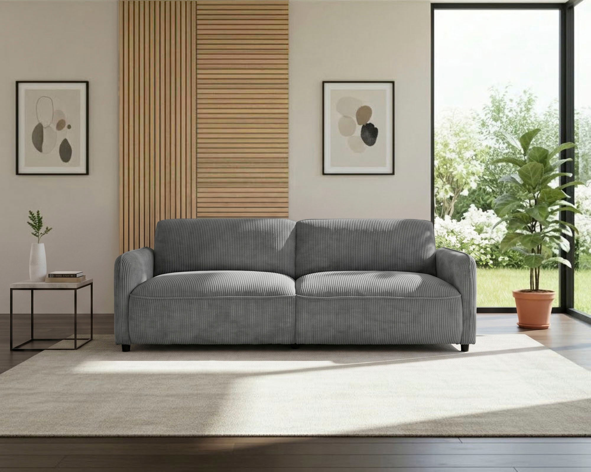 Image of Dorel Home 3-Sitzer "Allie Curved Schlafsofa 209 cm" Bettfunktion (110/190), verstellbare Rückenlehne, Cord u. Velours