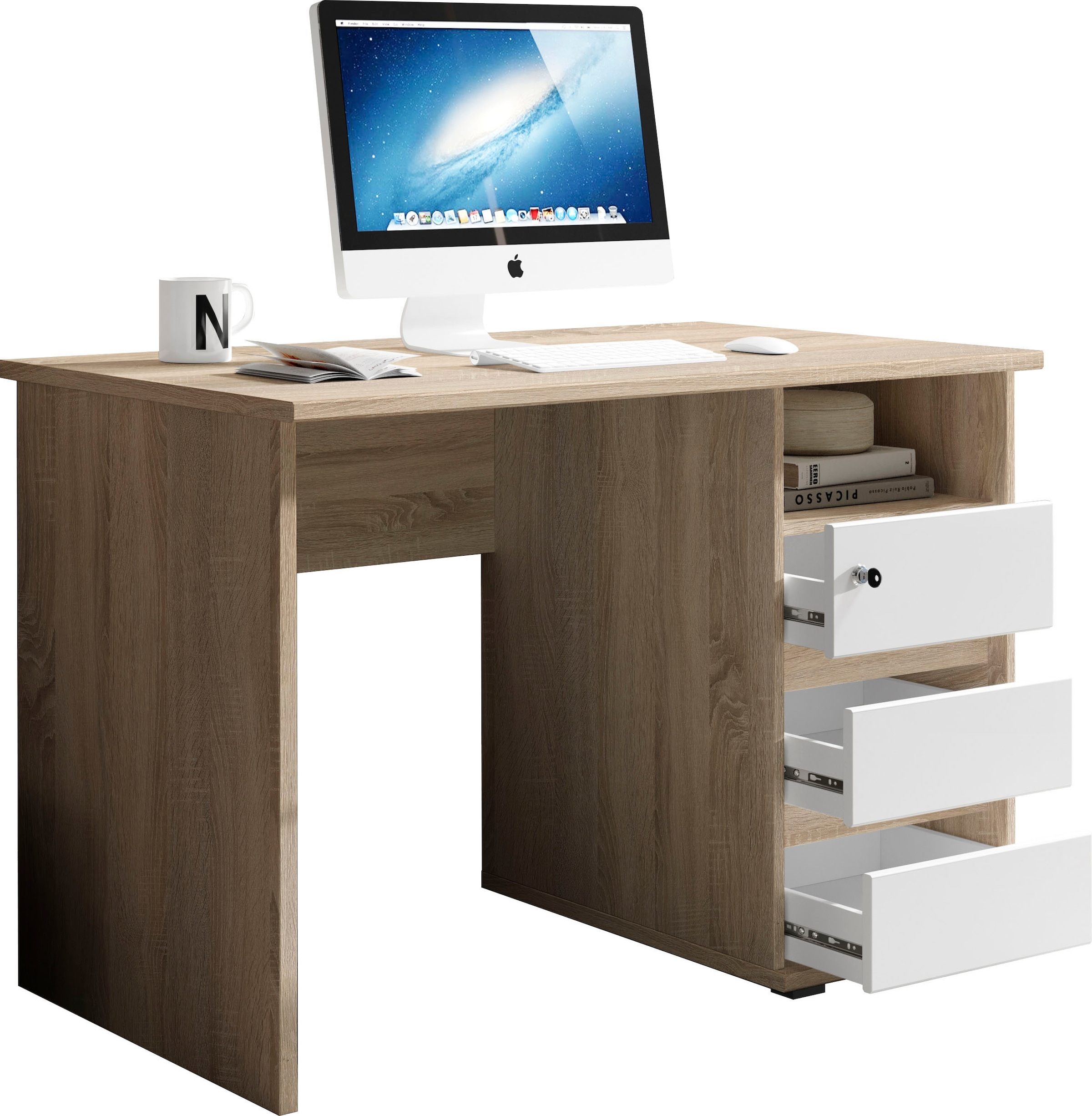 Image of BEGA OFFICE Schreibtisch "Primus 1" mit Schubkasten abschliessbar in 3 Farbausführungen