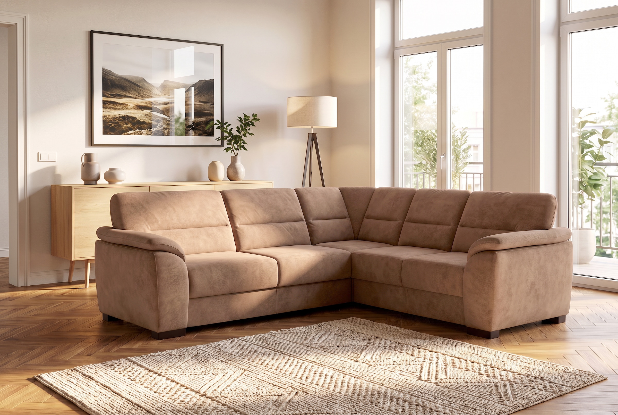Image of sit&more Ecksofa "Montego L-Form, B: 256 cm, grosse Stoffauswahl, Komfortsitzhöhe 46 cm" optional Schlaffunktion und Schubkasten mit Stauraum