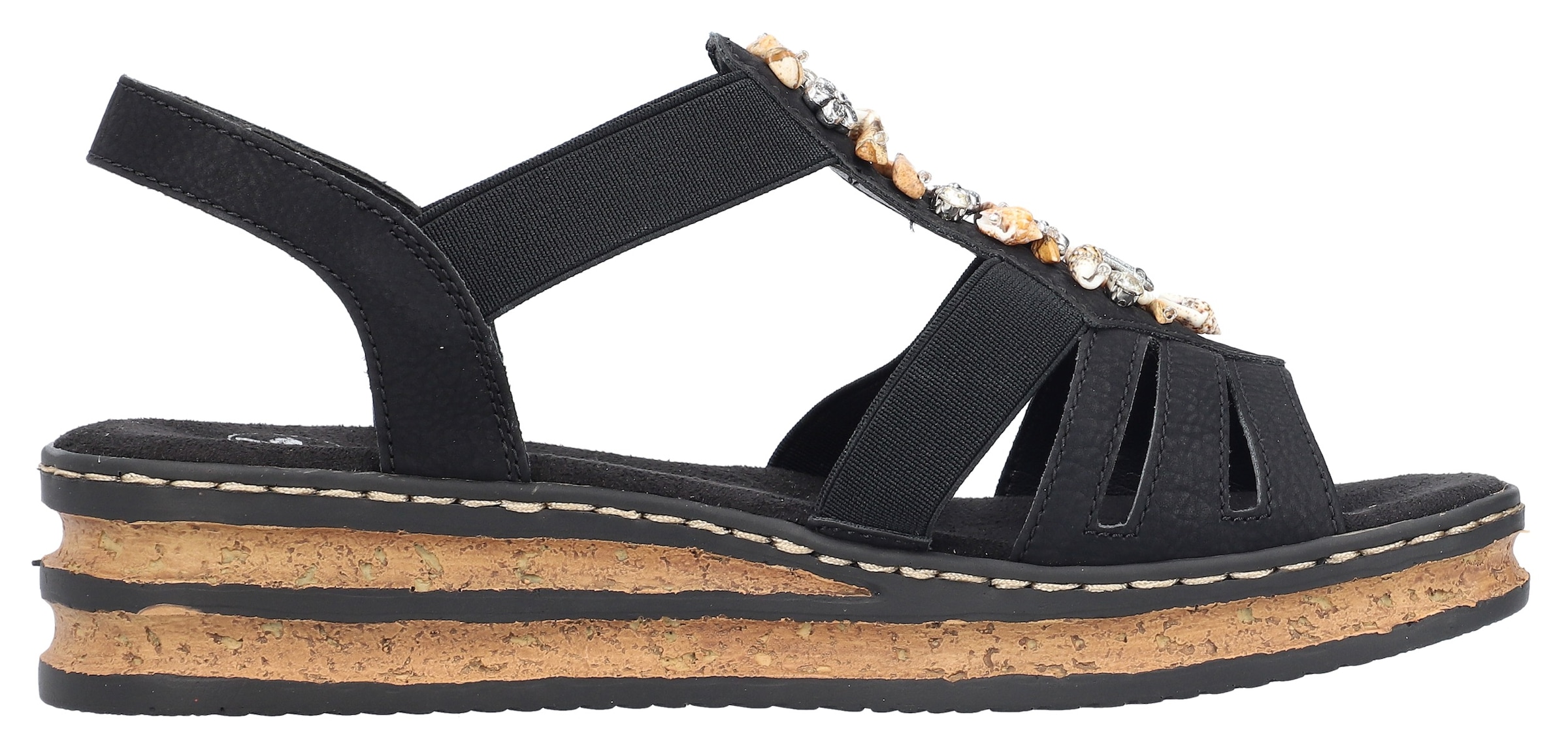 Rieker Plateausandale, Sommerschuh, Sandalette, Plateauabsatz, mit kontrastfarbener Naht