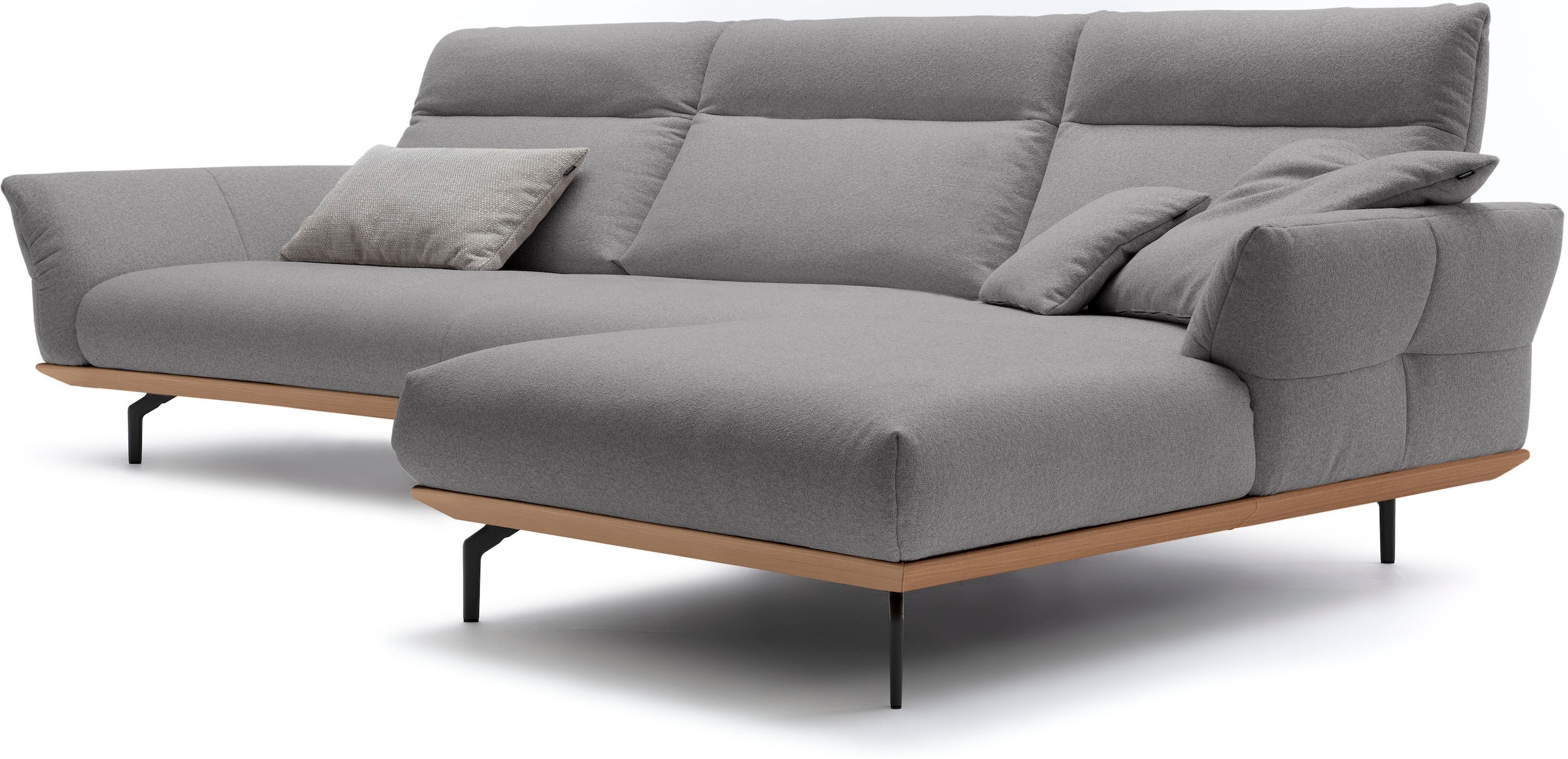 Creation BY ROLF BENZ Canapé d'angle »CR.460, Design-Sofa der Extraklasse, verstellbare Rückenlehne, L-Form« socle en chêne, pieds d'angle en gris ombre, largeur 338 cm