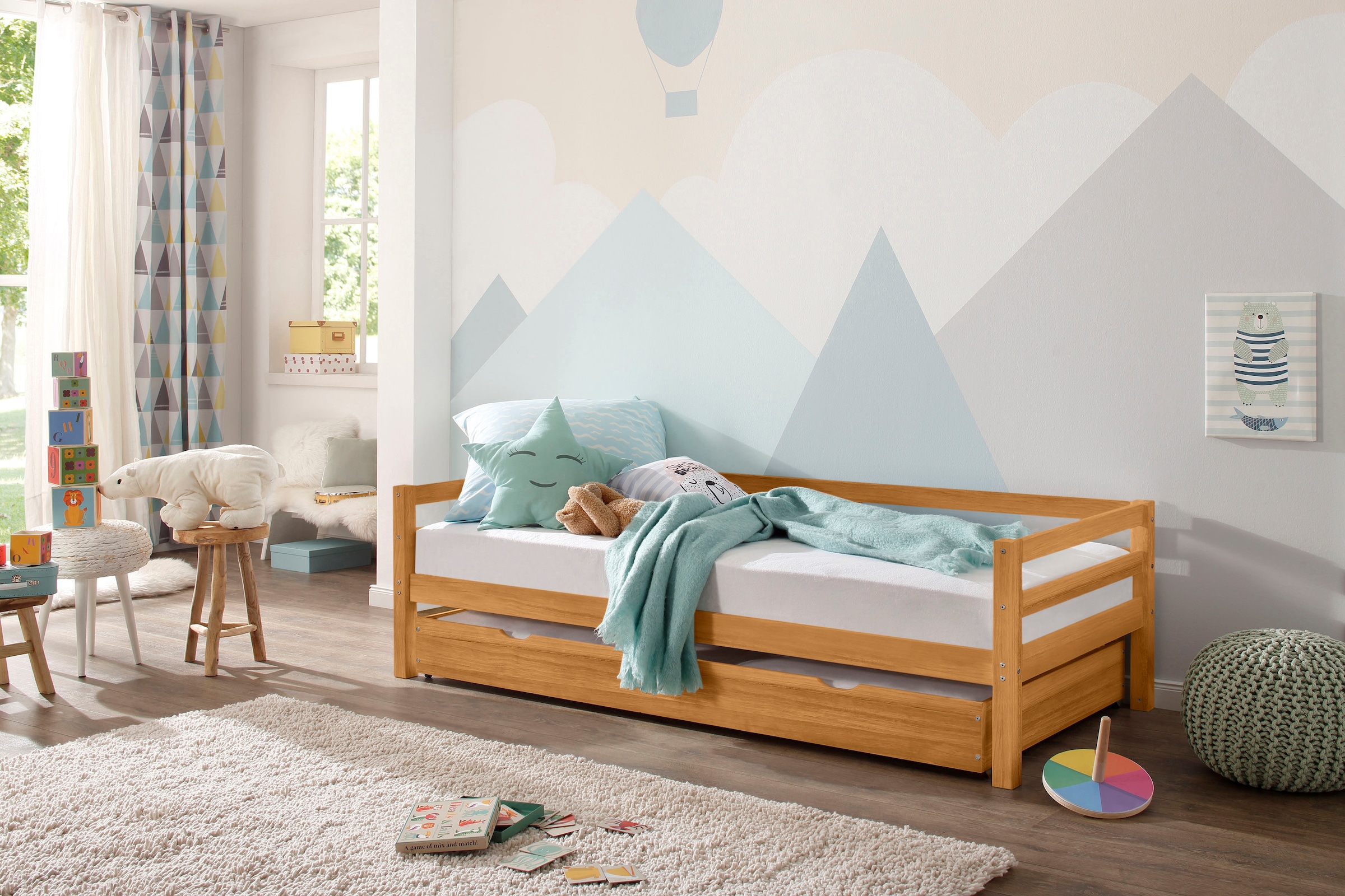 Lüttenhütt Daybett »Alpi«, mit Schubkasten aus Kiefernholz, Aussenbreite 103 cm, Kinderbett