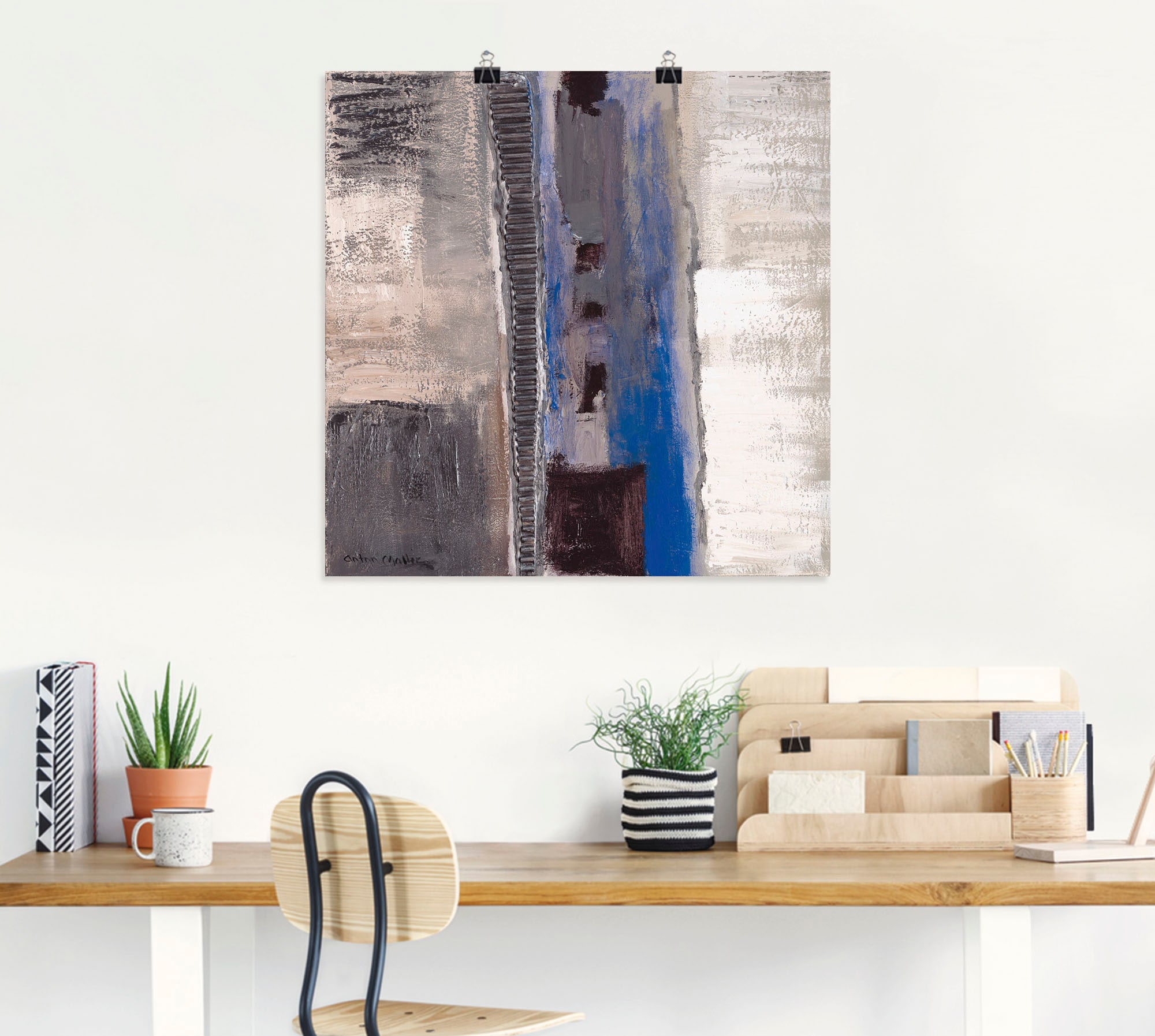 Artland Wandbild »Blau-silber Abstrakt II«, Muster, (1 St.), als Leinwandbild, Poster in verschied. Grössen