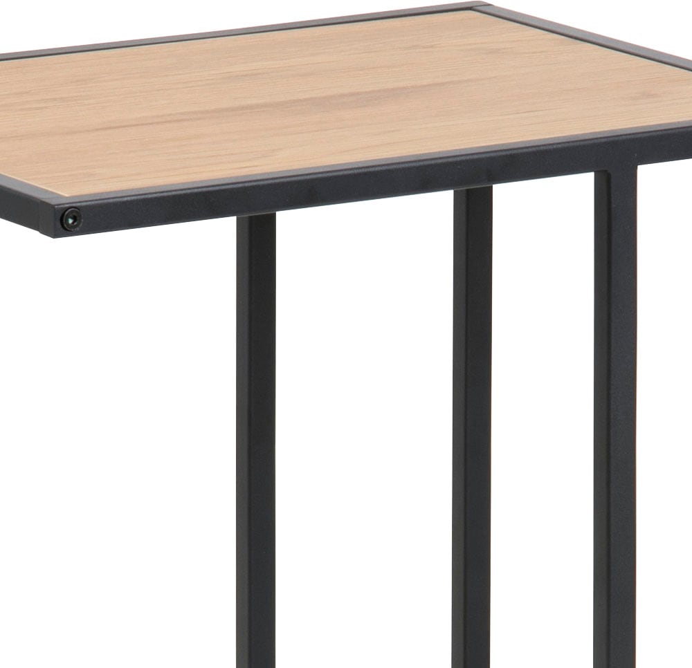 ACTONA GROUP Table d'appoint »Seaford, Rechteckig, Scandi Design, matte Wildeichenoptik, Modern« Table de salon, petite table, pieds en métal noir mat, H : 63 cm