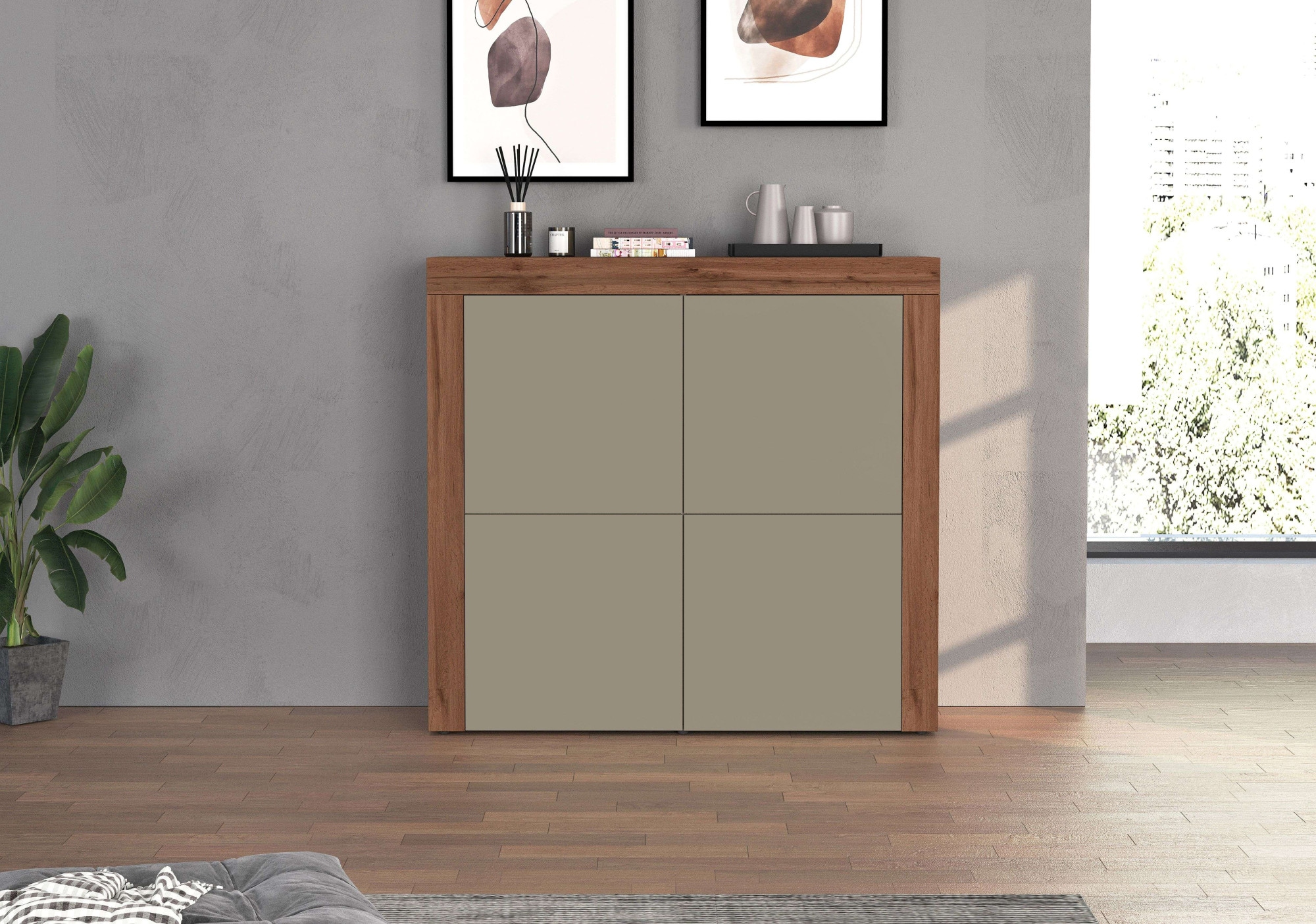 INOSIGN Highboard »CHRONOS Breite 140 cm mit 4 Türen und 8 Fächer 'Made in Italy'«, (1 St.), Hohes Sideboard, Kommode, Schrank, Grifflos mit Push to Open
