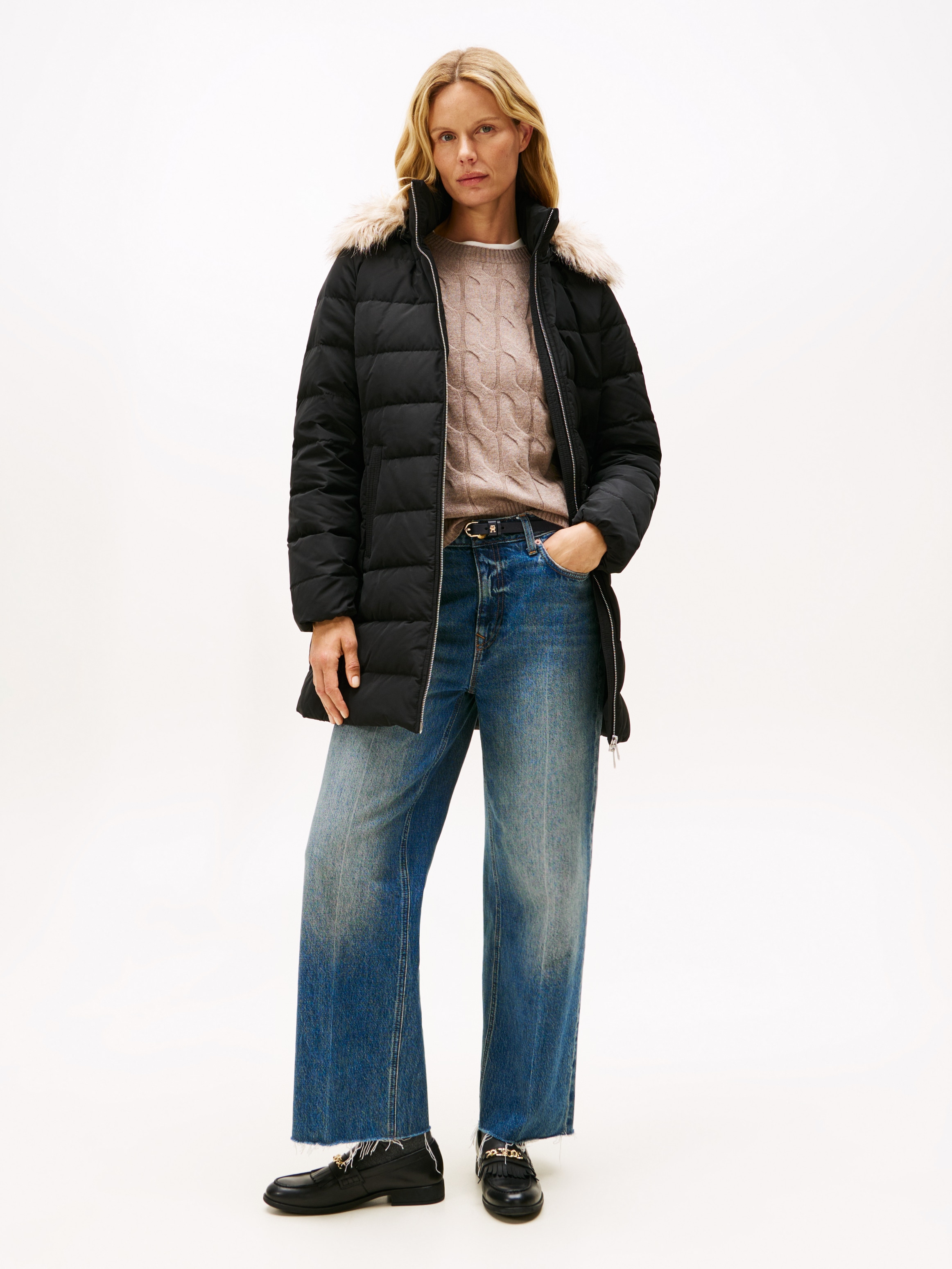 Tommy Hilfiger Steppmantel »MW DOWN SLIM COAT WITH FUR« mit Fellimitat