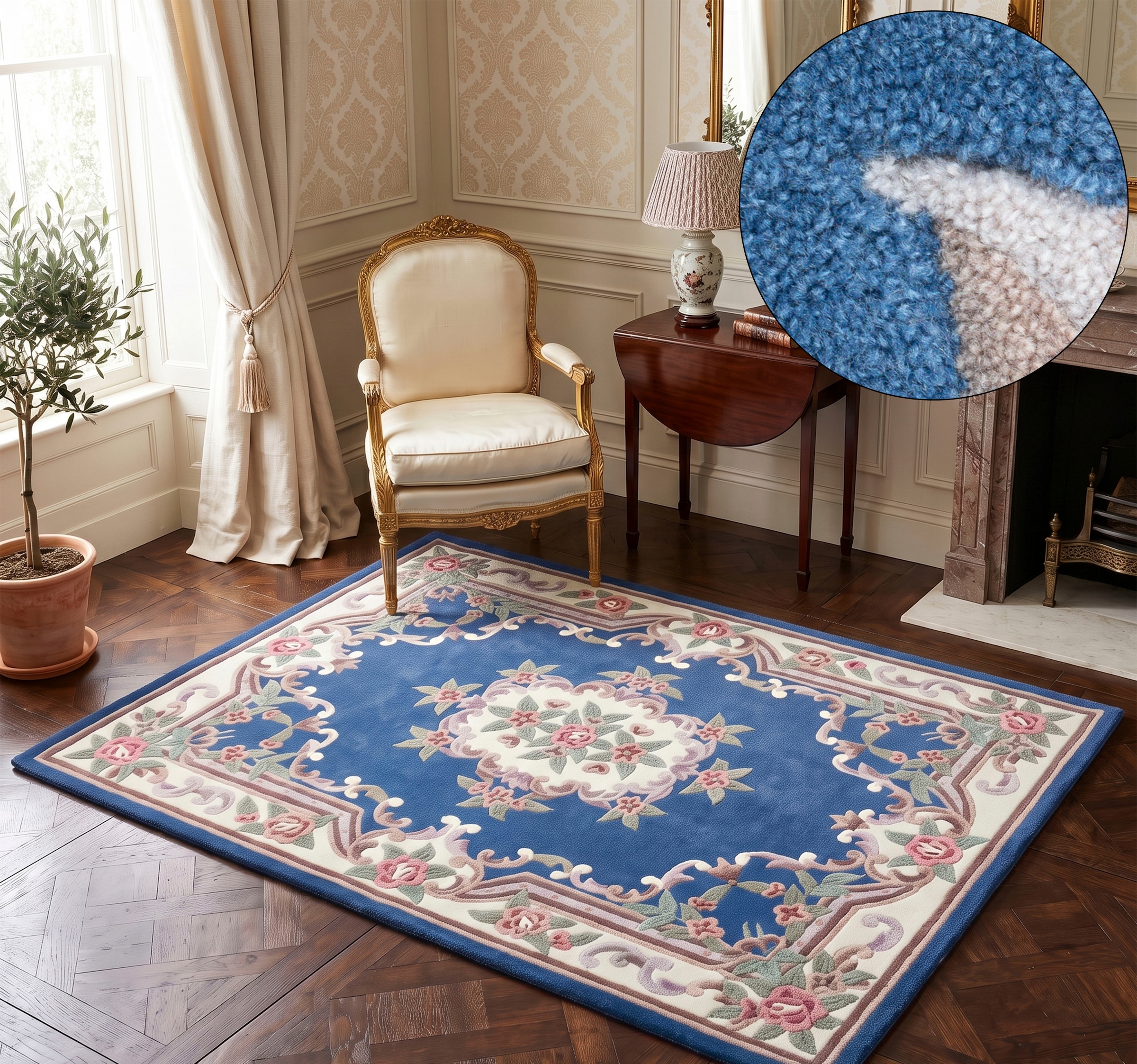 Image of THEKO Teppich "Ming, handgetuftet" rechteckig 14 mm Höhe Pastell-Farben, florales Design, auch in oval & rund, Wohnzimmer
