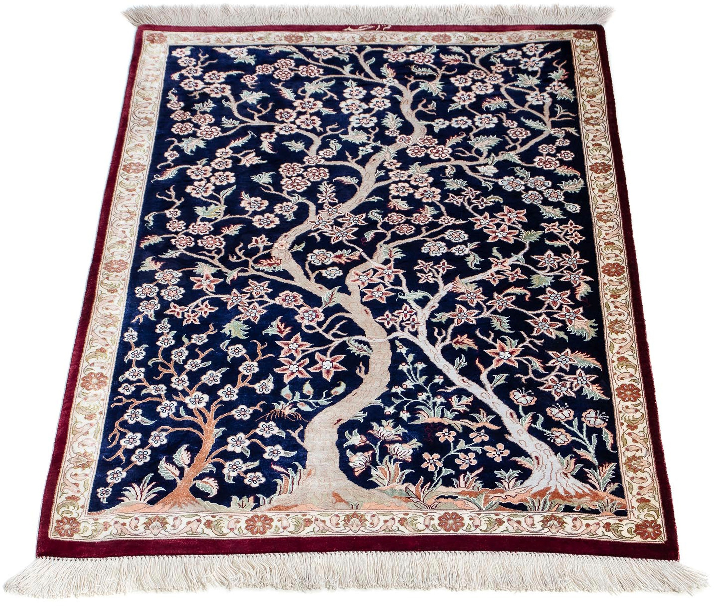 Image of morgenland Orientteppich »Perser - Ghom - 87 x 59 cm - dunkelblau«, rechteckig, 10 mm Höhe, Wohnzimmer, Handgeknüpft, Einzelstück mit Zertifikat bei Ackermann Versand Schweiz