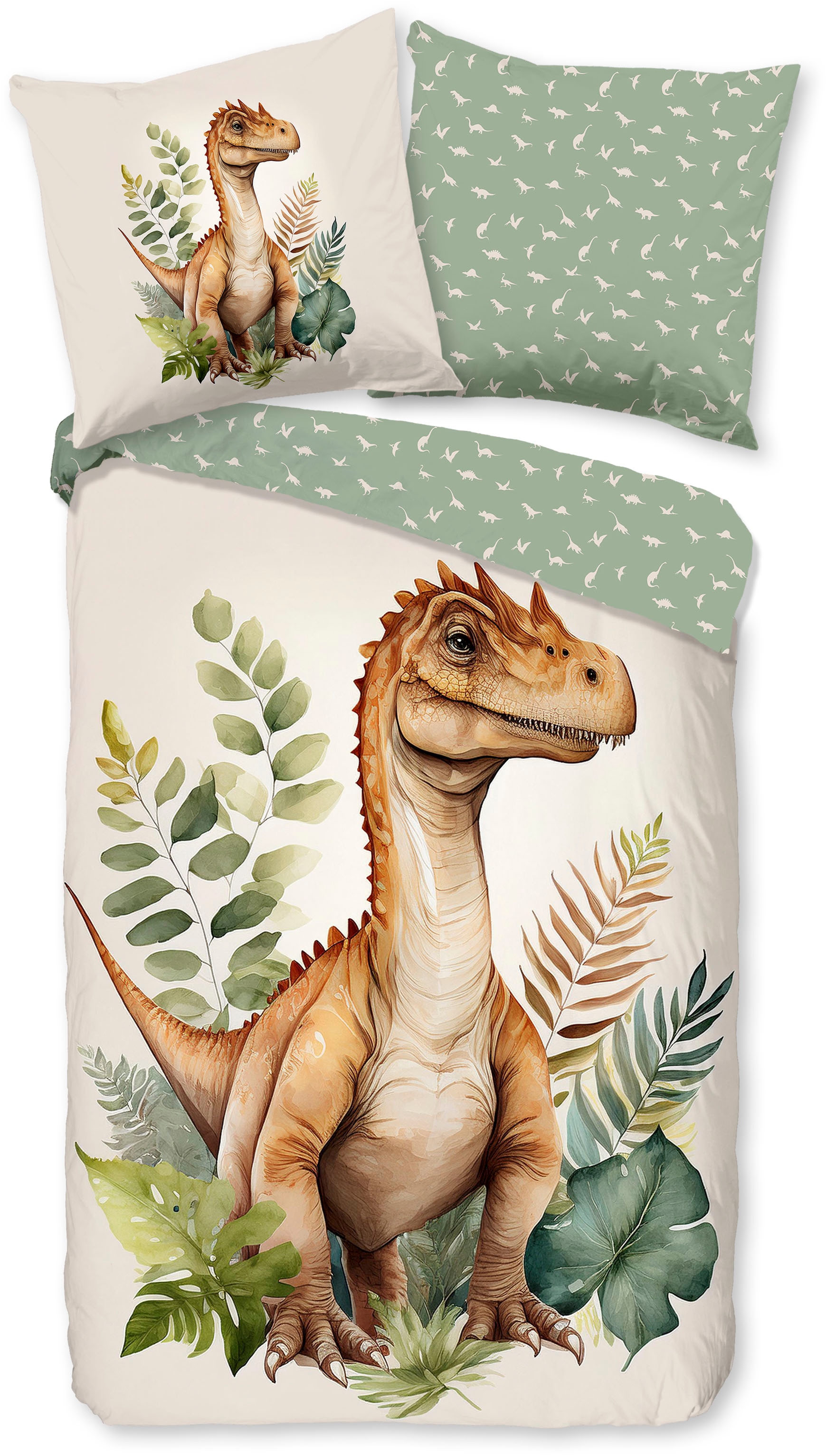 good morning Kinderbettwäsche »Gregor« 2 Stk. tlg. Baumwolle, Renforcé, Wendeoptik, Kind,  Junge, Dino