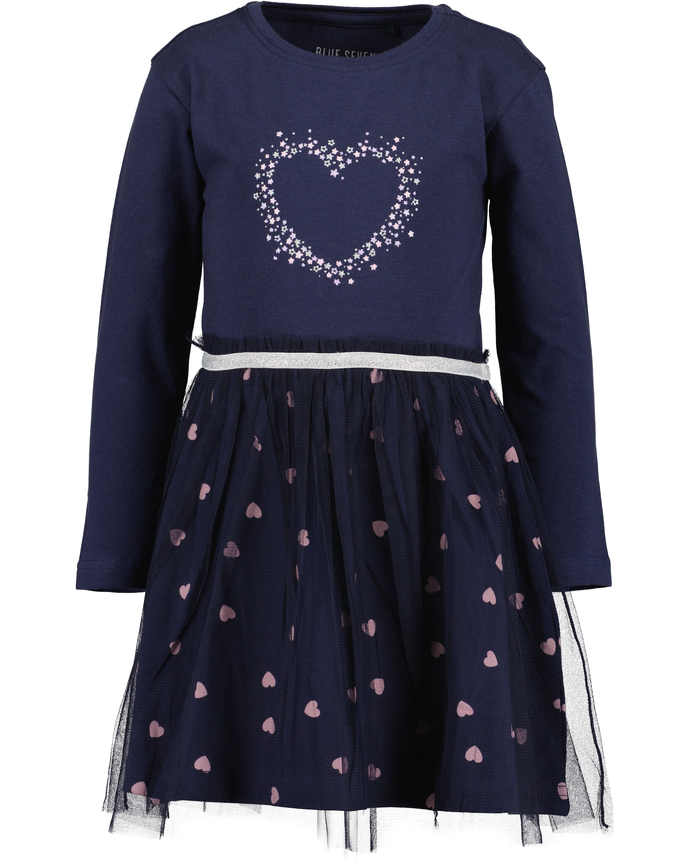 Image of Blue Seven Jerseykleid mit tollen Herzchen-Prints und aufgesetztem Tüll-Überrock