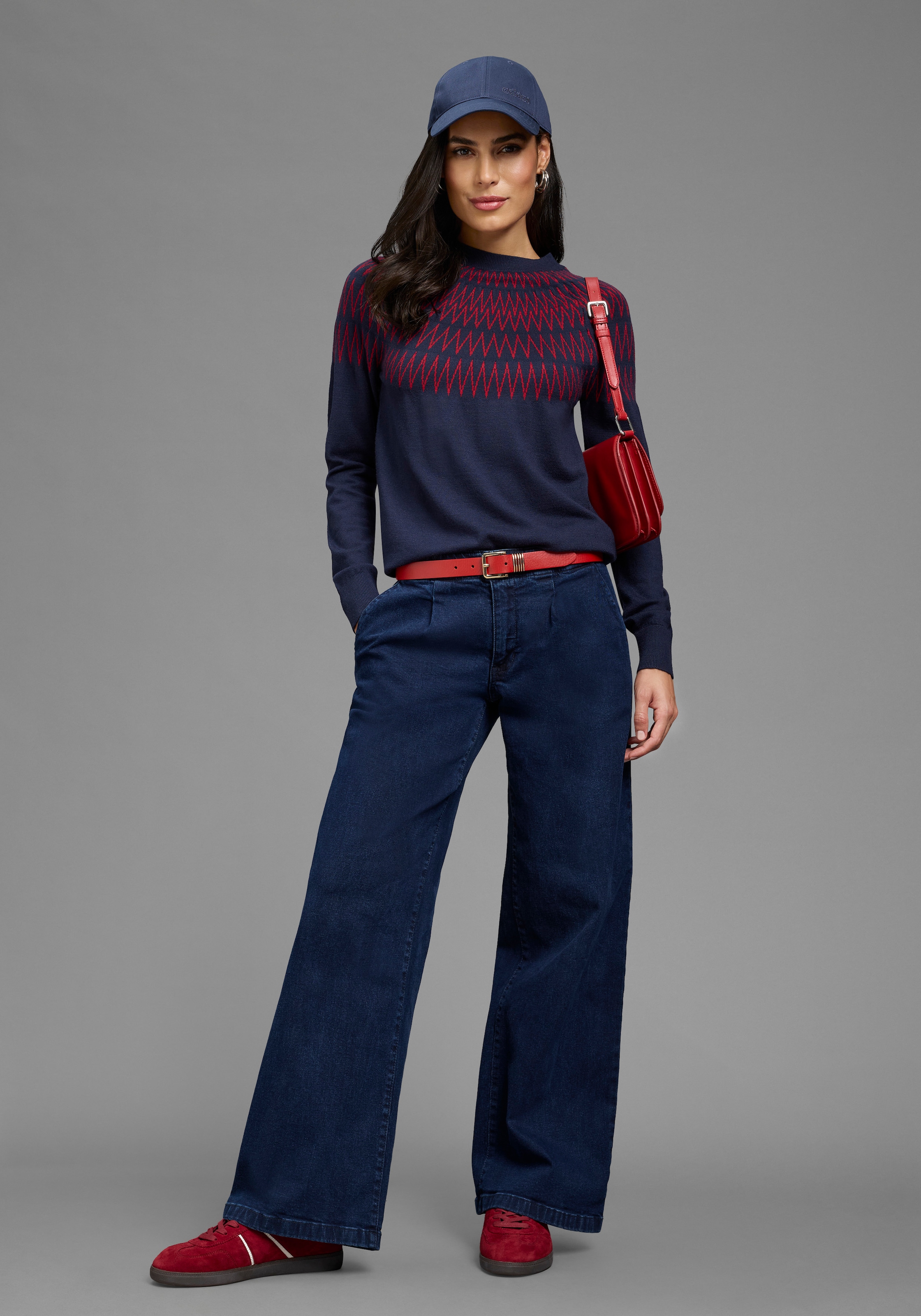 Laura Scott Strickpullover »mit figurumspielender Passform« aus weicher Viskosemischung, mit Norwegermuster