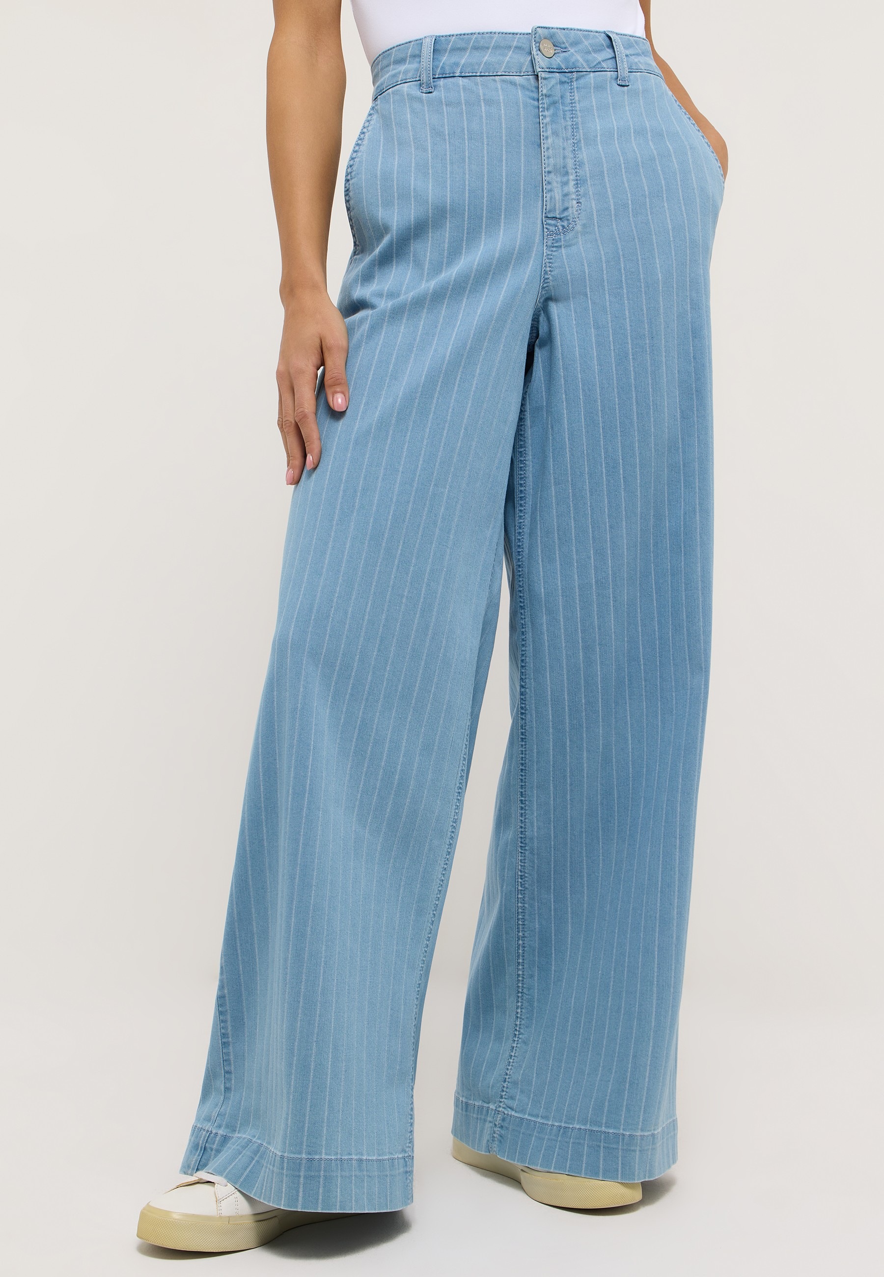 Image of ANGELS Relax-fit-Jeans "Liva Chic" mit Nadelstreifen, Wide Leg