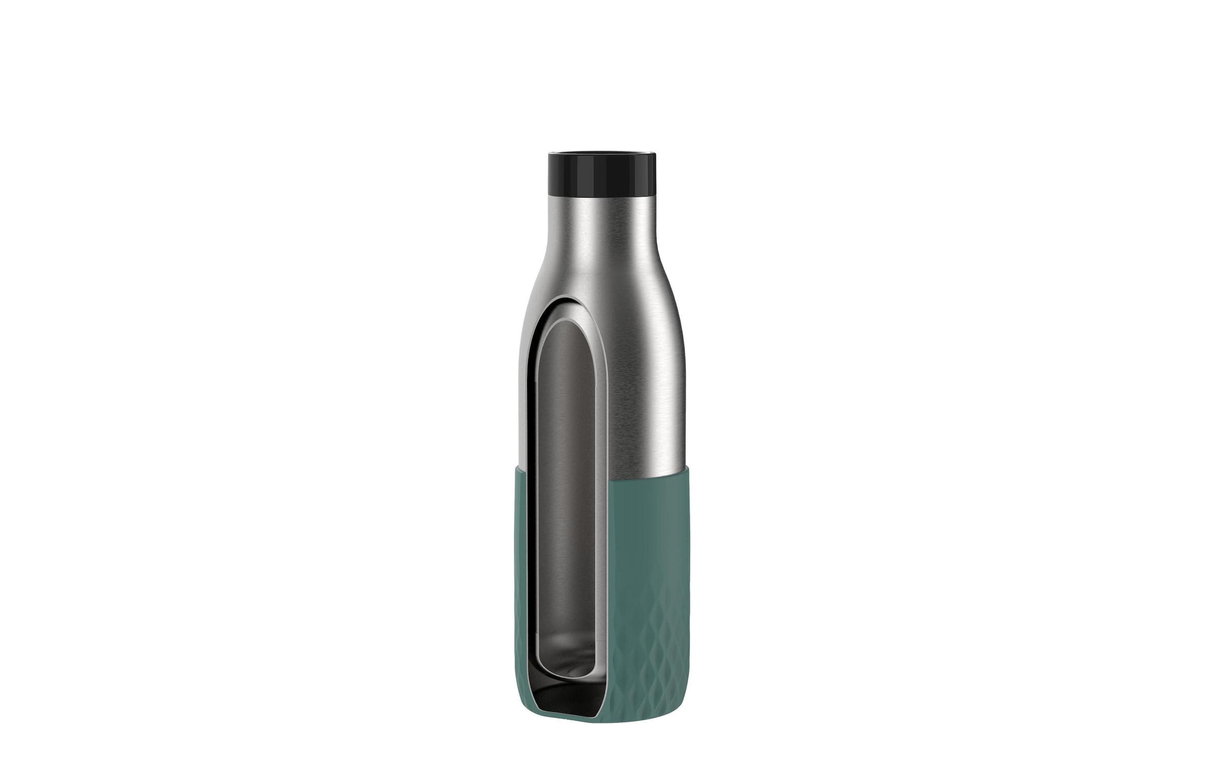 Emsa Gourde »Bludrop Sleeve« acier inoxydable/silicone, Quick-Press, 12h chaud/24h froid