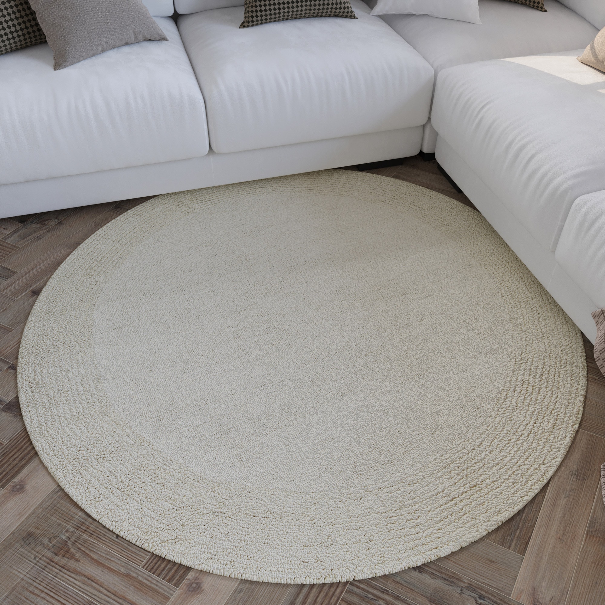 Image of Wecon home Wollteppich "Hamptons TWENTYONE" rund 15 mm Höhe Schurwolle, Kurzflor, Wohnzimmer, Schlafzimmer, elegant, Bordüre