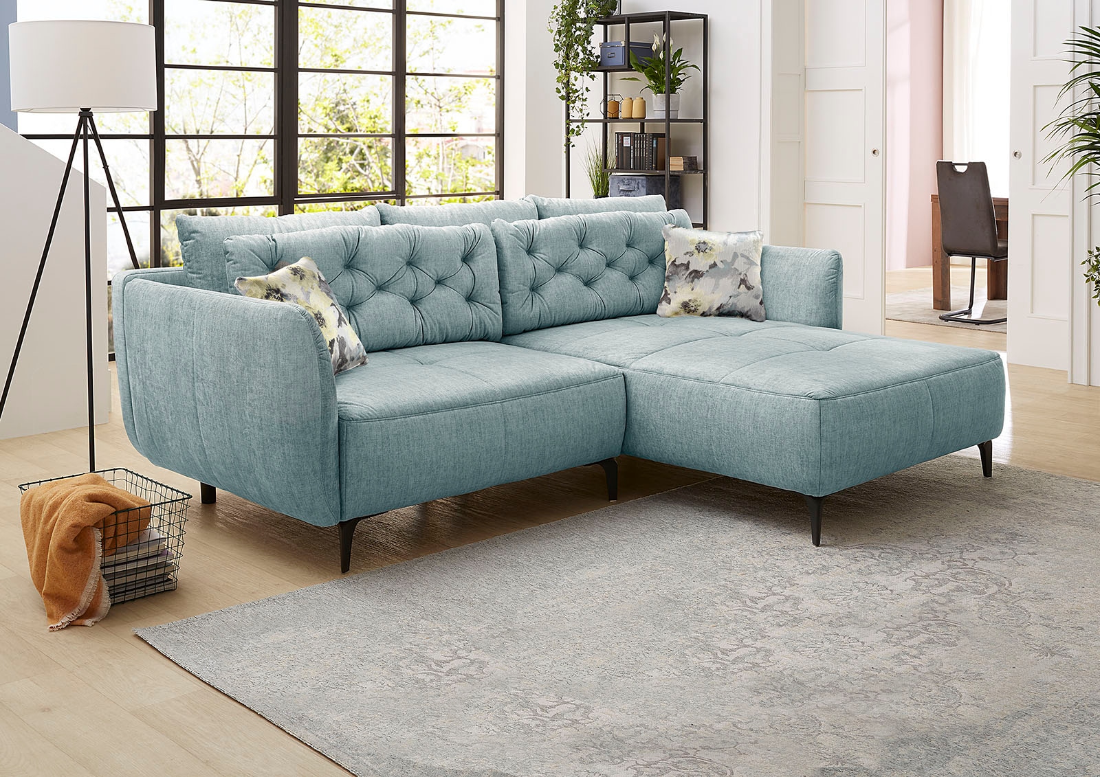 Image of Jockenhöfer Gruppe Ecksofa "Salo L-Form, B: 251 cm" im Retrolook mit Wellenfederung, mit Zierkissen