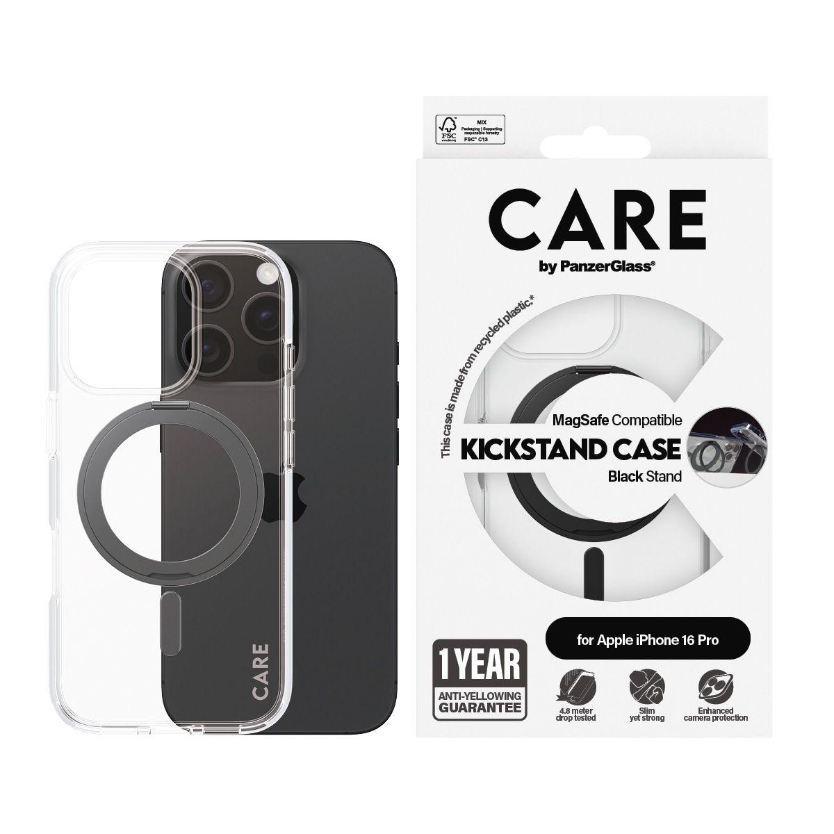 Image of CARE by PanzerGlass Handyhülle "Kickstand Case für Apple iPhone 16 Pro" Smartphones Backcover, Schutzhülle, Handyschutzhülle, Case, Schutzcase, stossfest