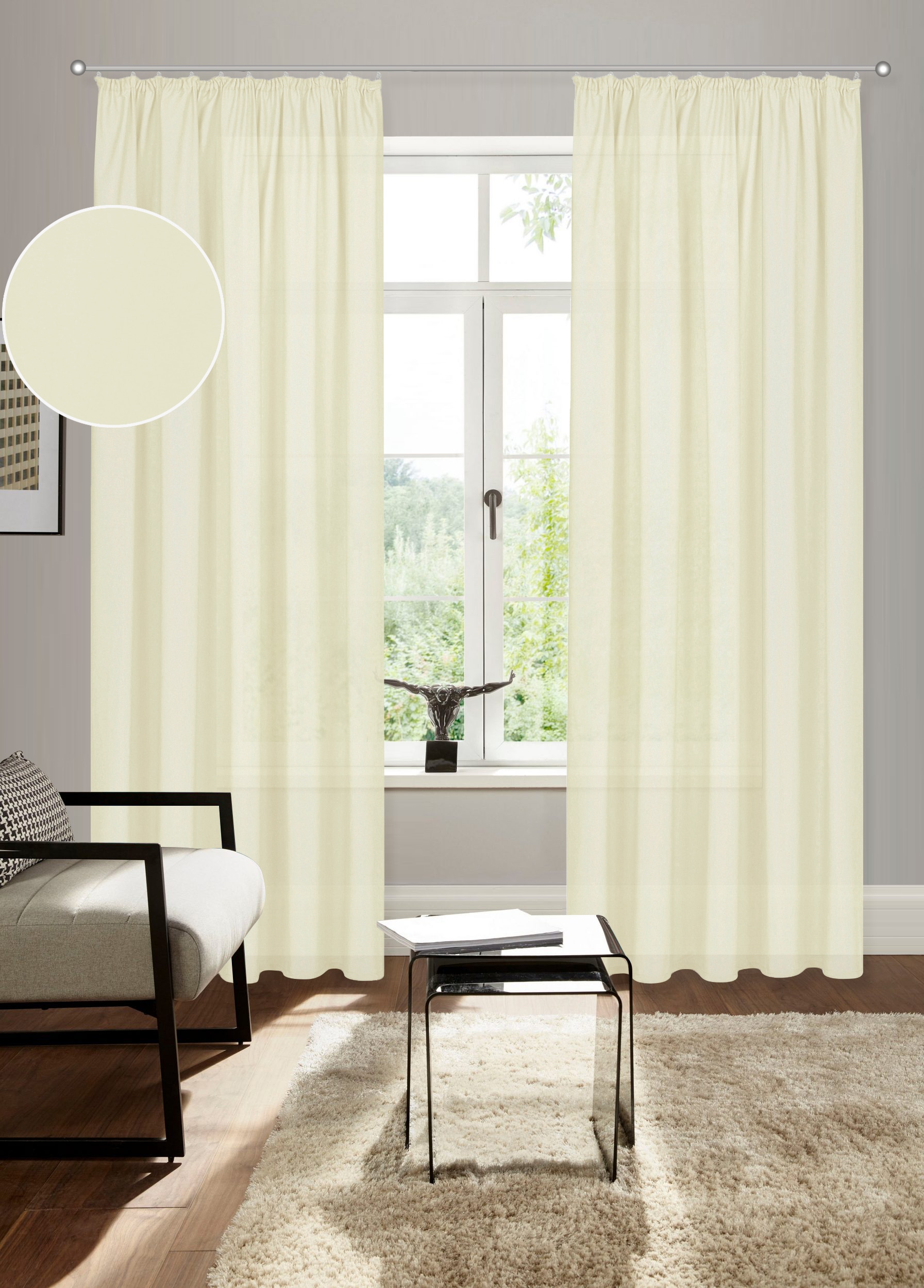 Image of Bruno Banani Vorhang "Lagan" Kräuselband 2 Stk. tlg. 2-er Set, gewebt, Microfaser, versch. Grössen, einfarbig, Bestseller