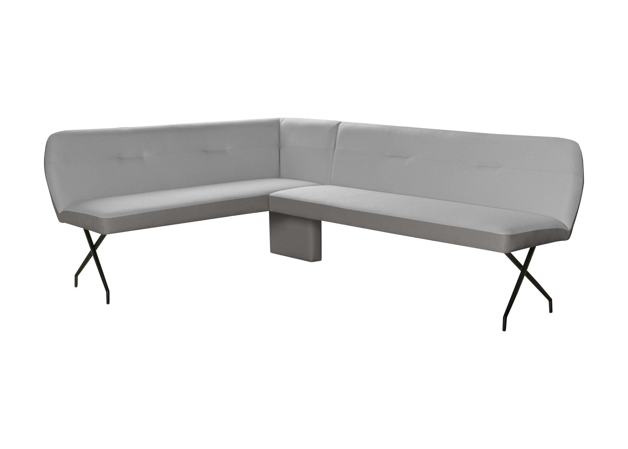 GOODproduct Eckbank »Bruna Esszimmerbank, Bank, Küchenbank, Polsterbank« Mattschwarzes Metallgestell, 2-Stoff-Design, Wellenfederung im Sitz