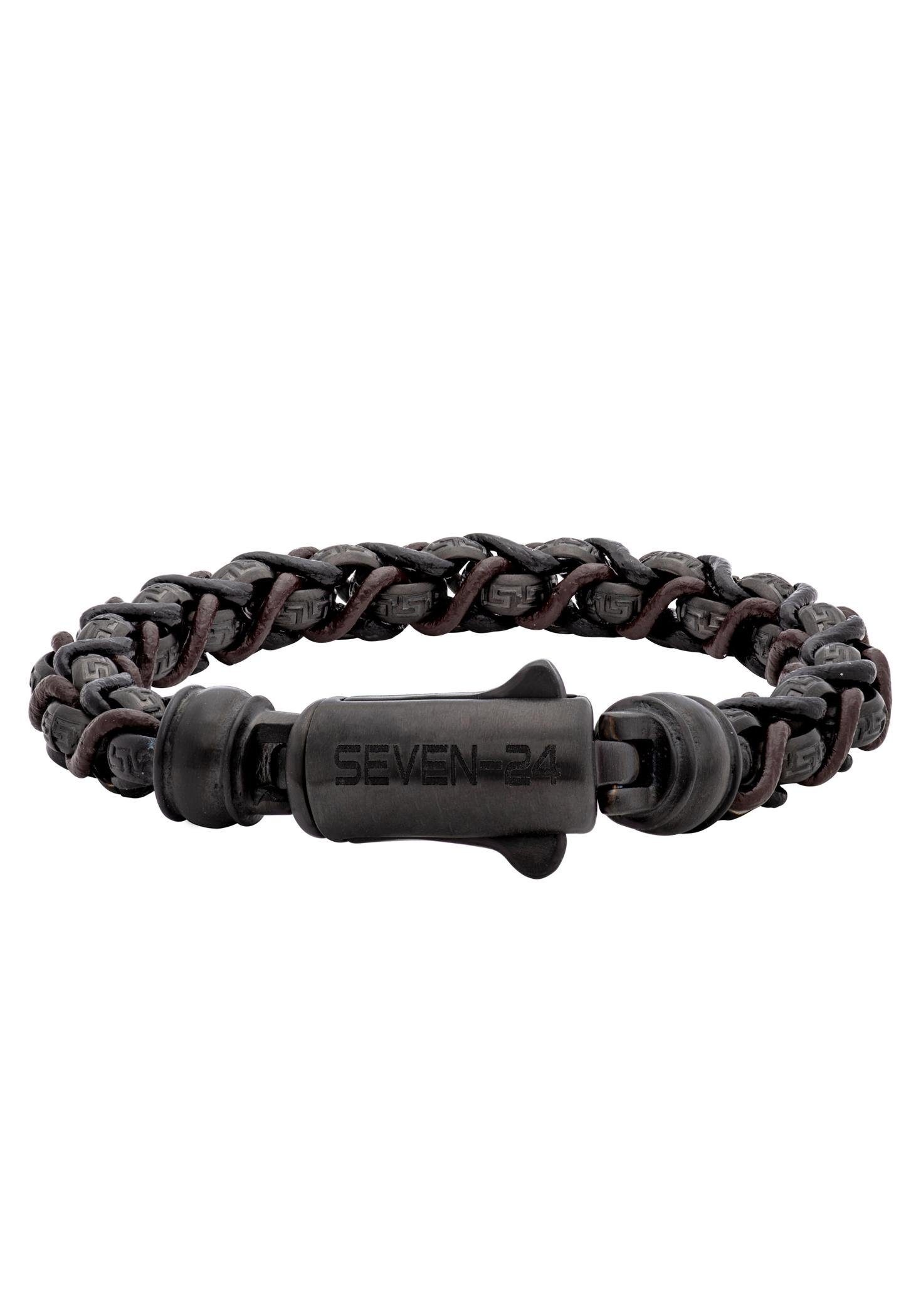 Armband »SEVEN-24,MS,ARMBAND,STAHL SCHWARZ,LEDER SCHWARZ-BRAUN,M/L, SVMS012-M, SVMS012-L«