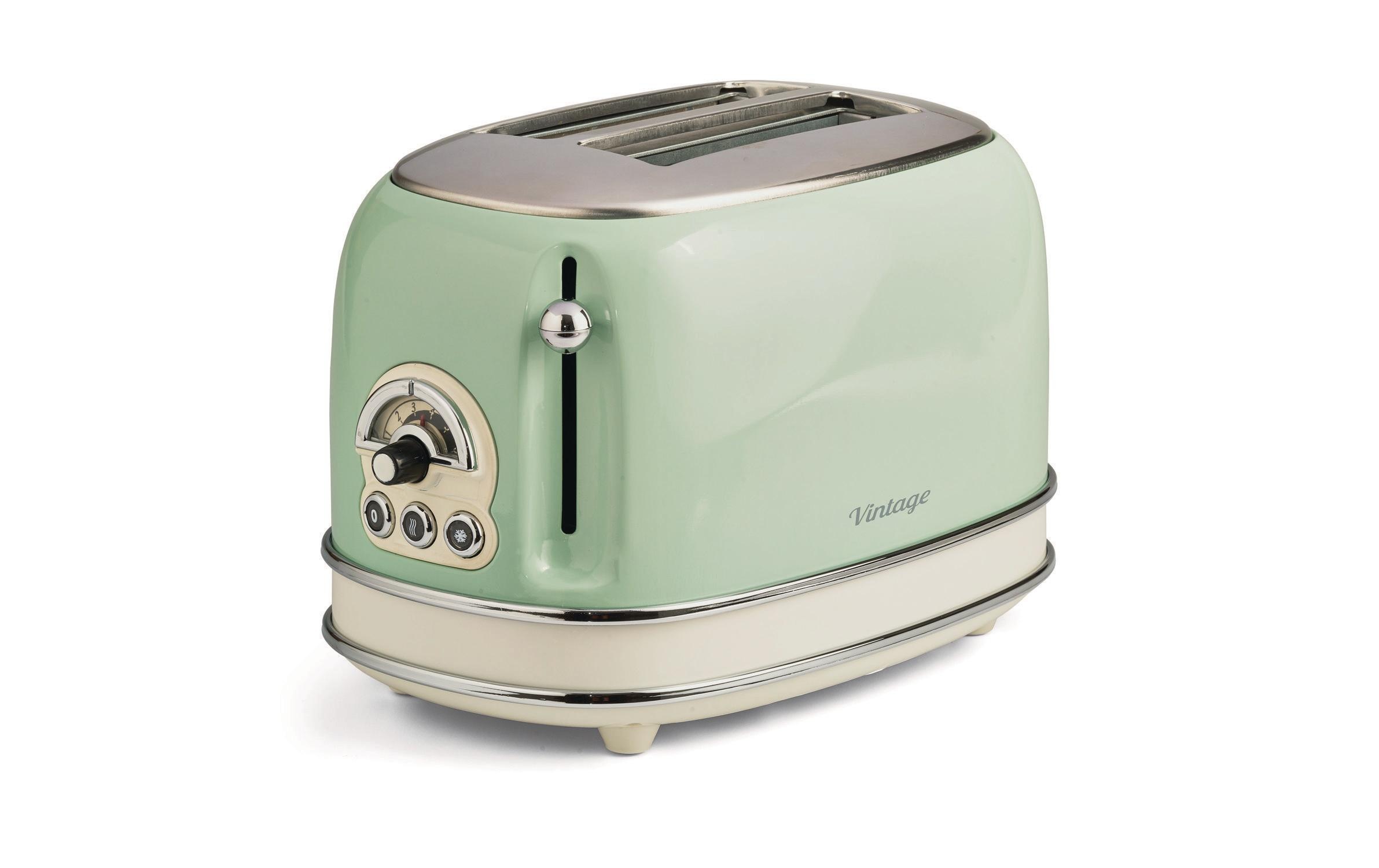 Ariete Toaster »Vintage 2 Schlitze, Grün«, für 2 Scheiben, 810 W, Lieferung mit passendem CH-Fixadapter
