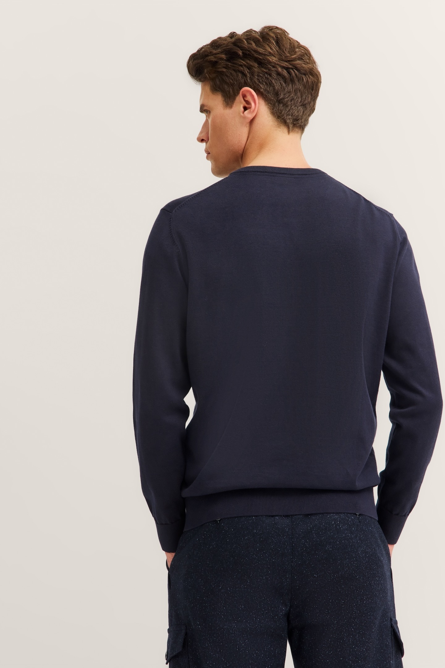 bugatti Pull à col rond »Basic Essential« aus reiner Baumwolle