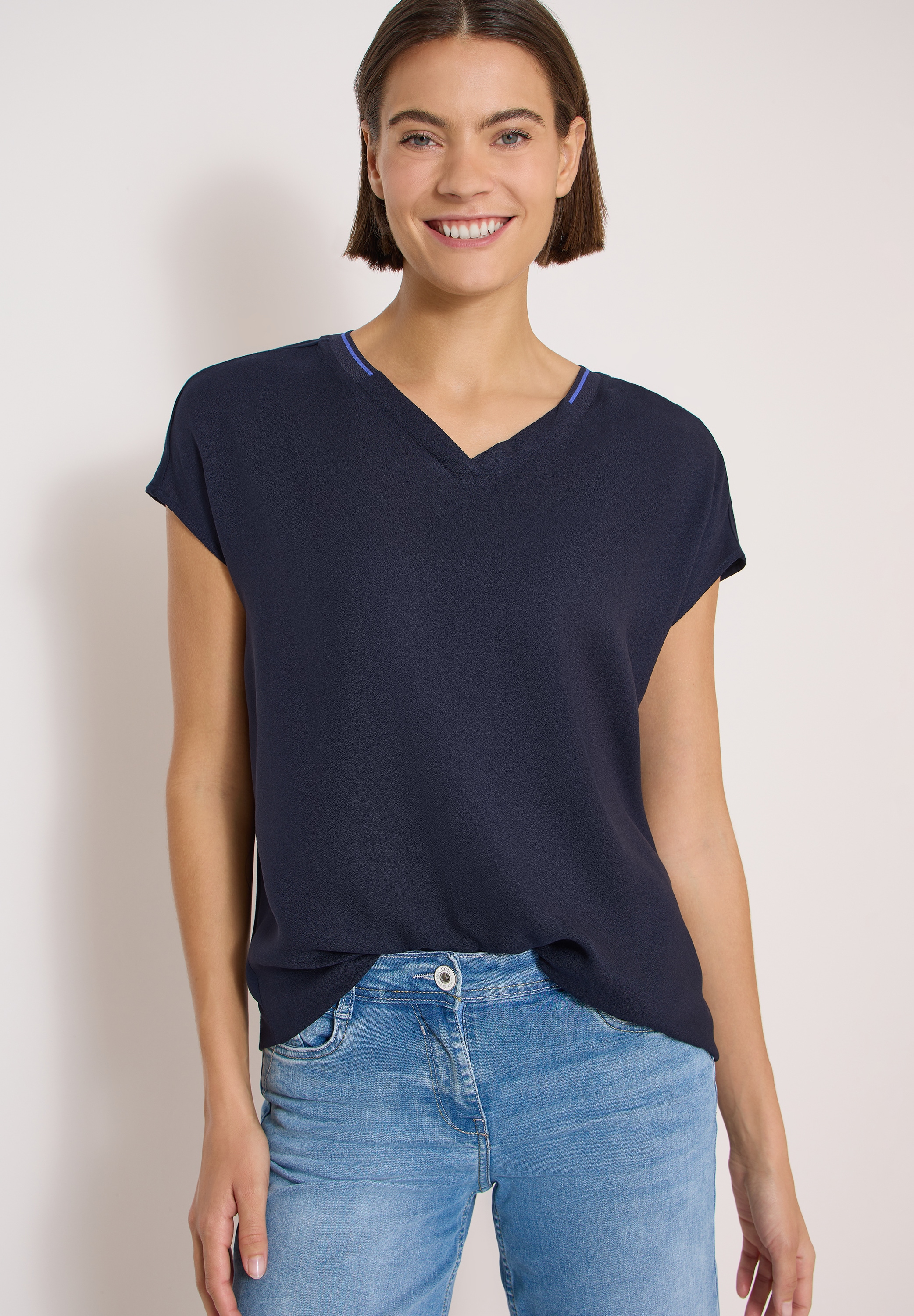Image of Cecil Kurzarmbluse Kurzarm Sommernshirt mit Strukturmix