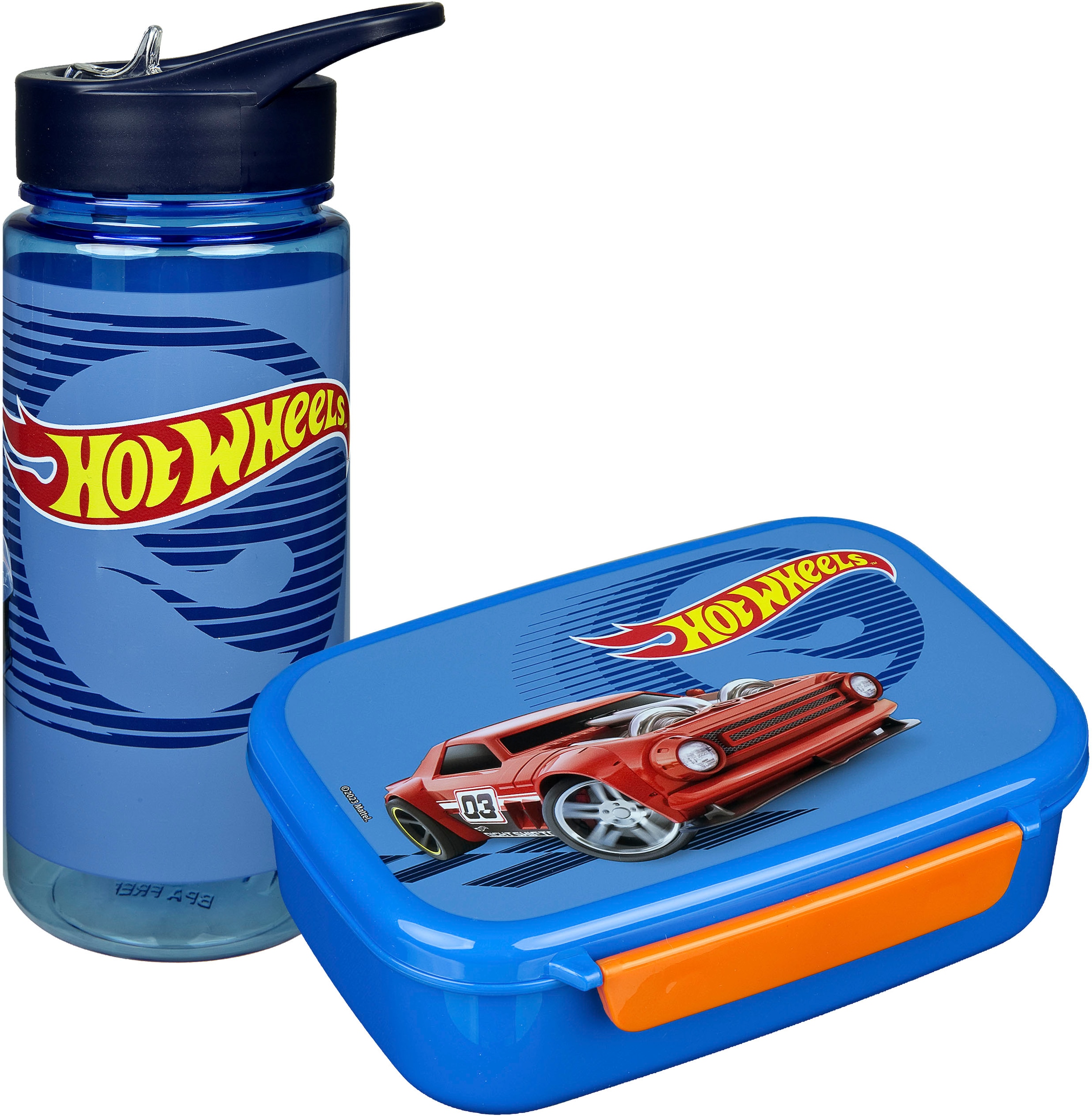 Lunchbox »Hot Wheels«, (Set, 2 tlg.), Brotzeitdose & Trinkflasche