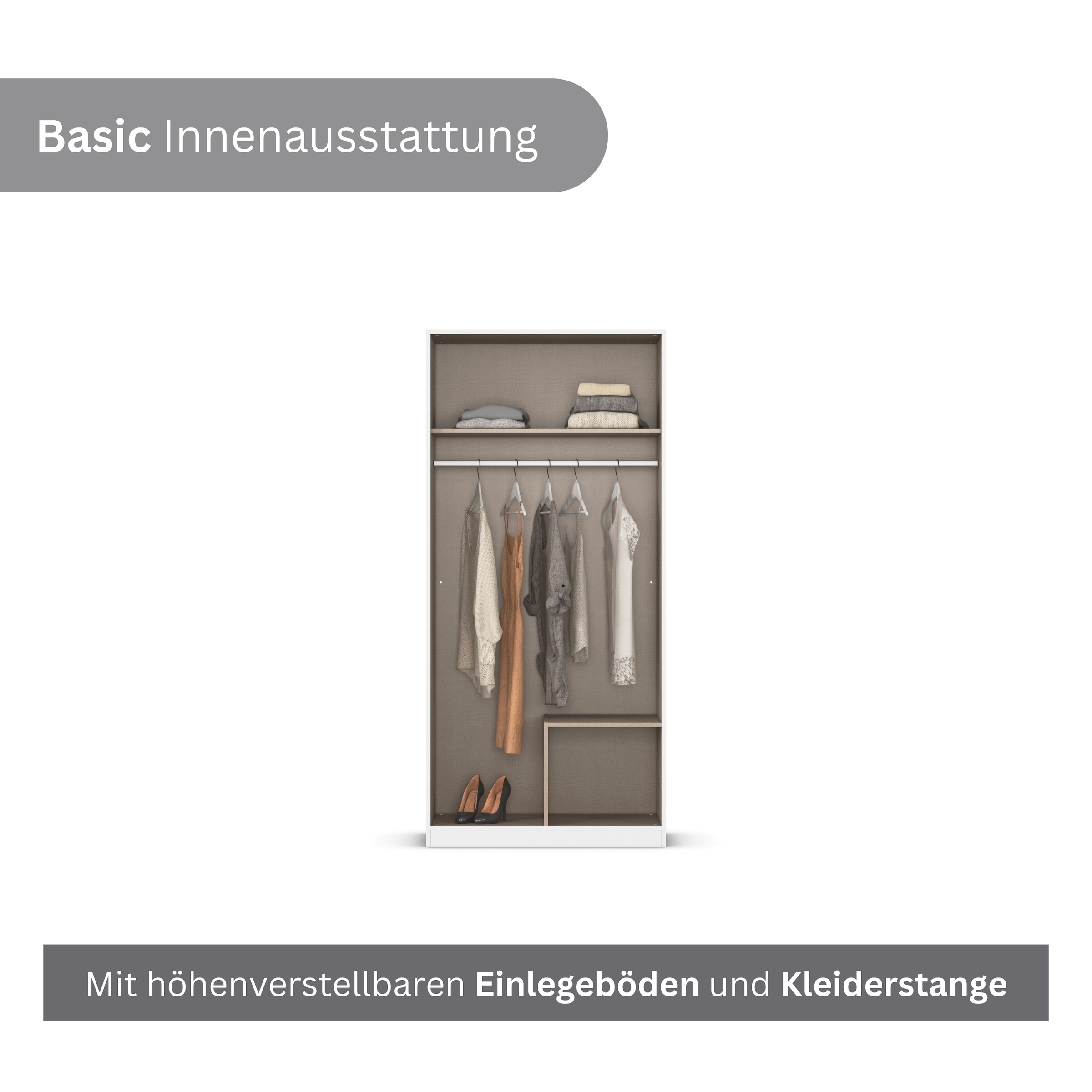 rauch Kleiderschrank »Drehtürenschrank Schrank Garderobe Ankleide Schlafzimmer LAGOA« 3 verschiedene Ausstattungen BASIC/CLASSIC/PREMIUM (inkl. SOFT-CLOSE),  geräumige Schubladen, 3 Breiten, optional mit Aufsatz MADE IN GERMANY