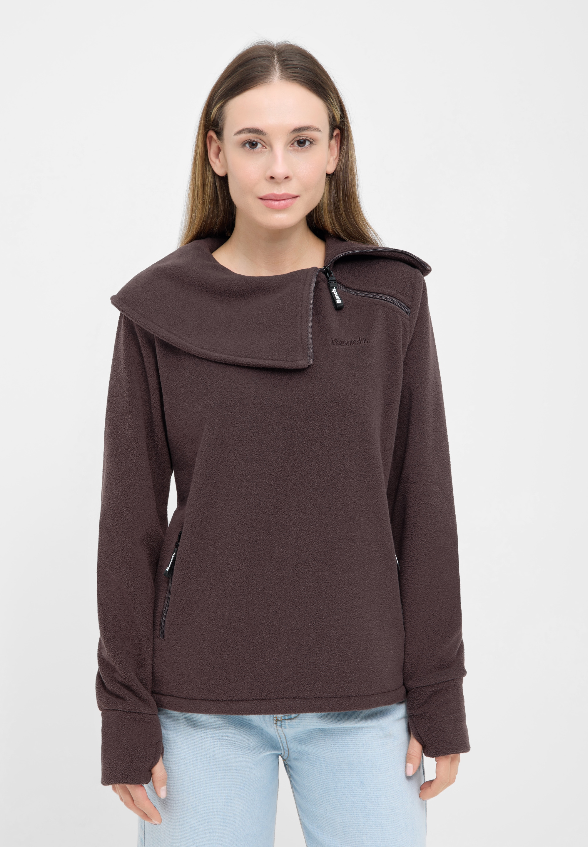 Bench. Fleecepullover »APRILLE«, warmes, tailliertes Fleeceshirt mit Troyerkragen und Seitentaschen
