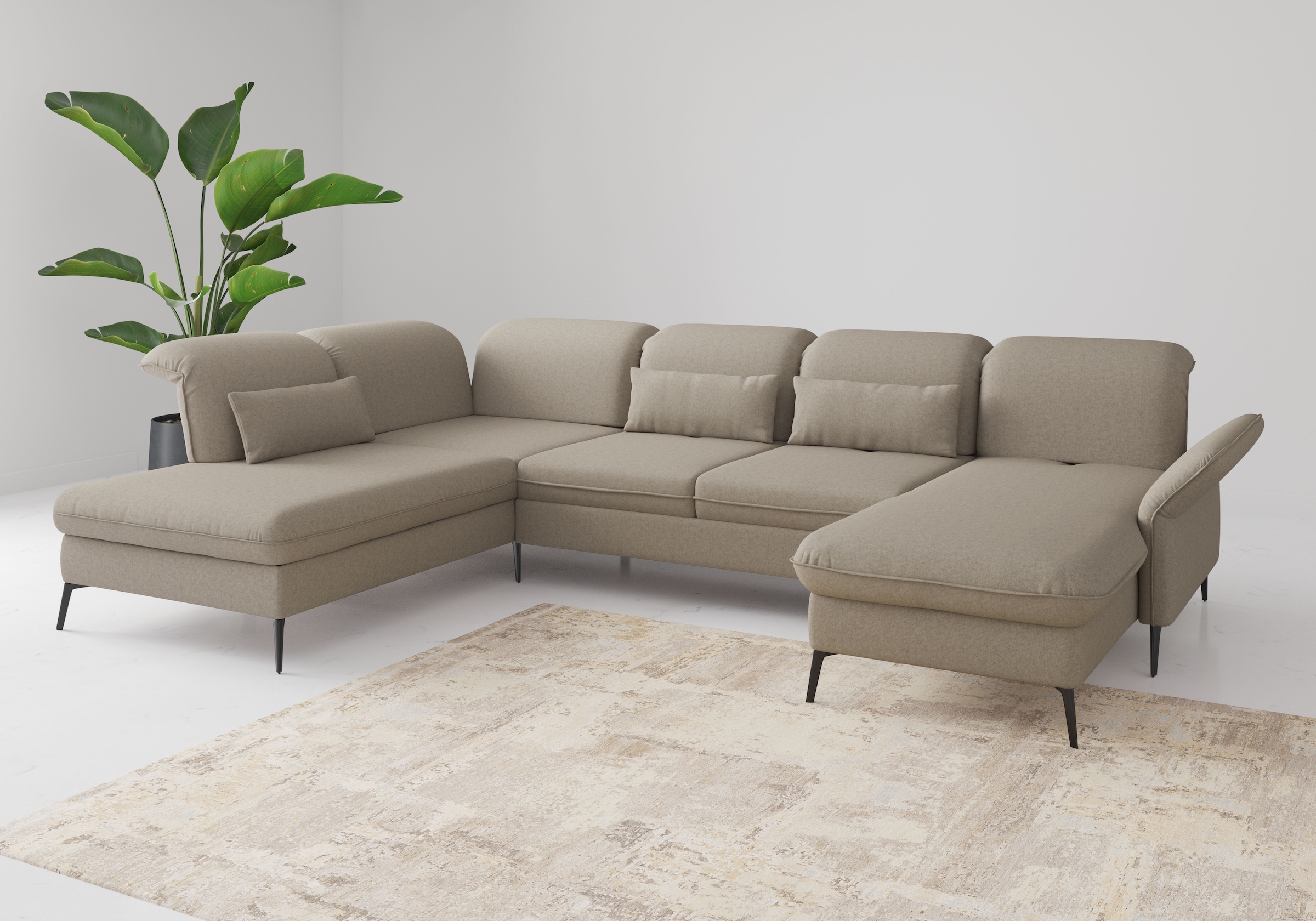 sit&more Wohnlandschaft »Emely, inkl. Sitztiefenverstellung« wahlweise mit Bettfunktion,Bettkasten,Kopf- & Armteilverstellung