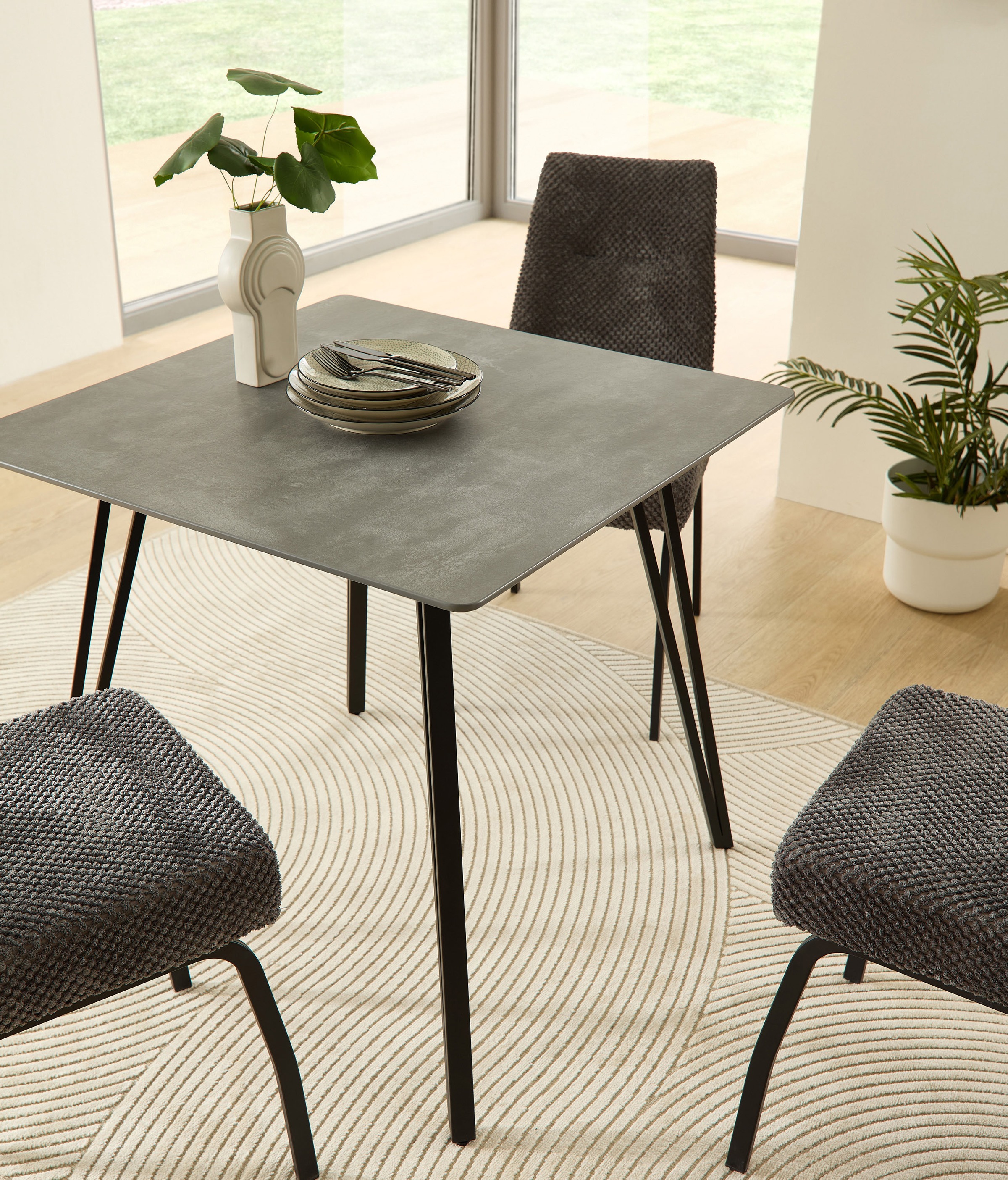 Stolkom Table de salle à manger »Fieteni Esstisch B/H/T 80x75x80 cm« 1 cuis tlg. Schweizer Kante, pulverbeschichtet