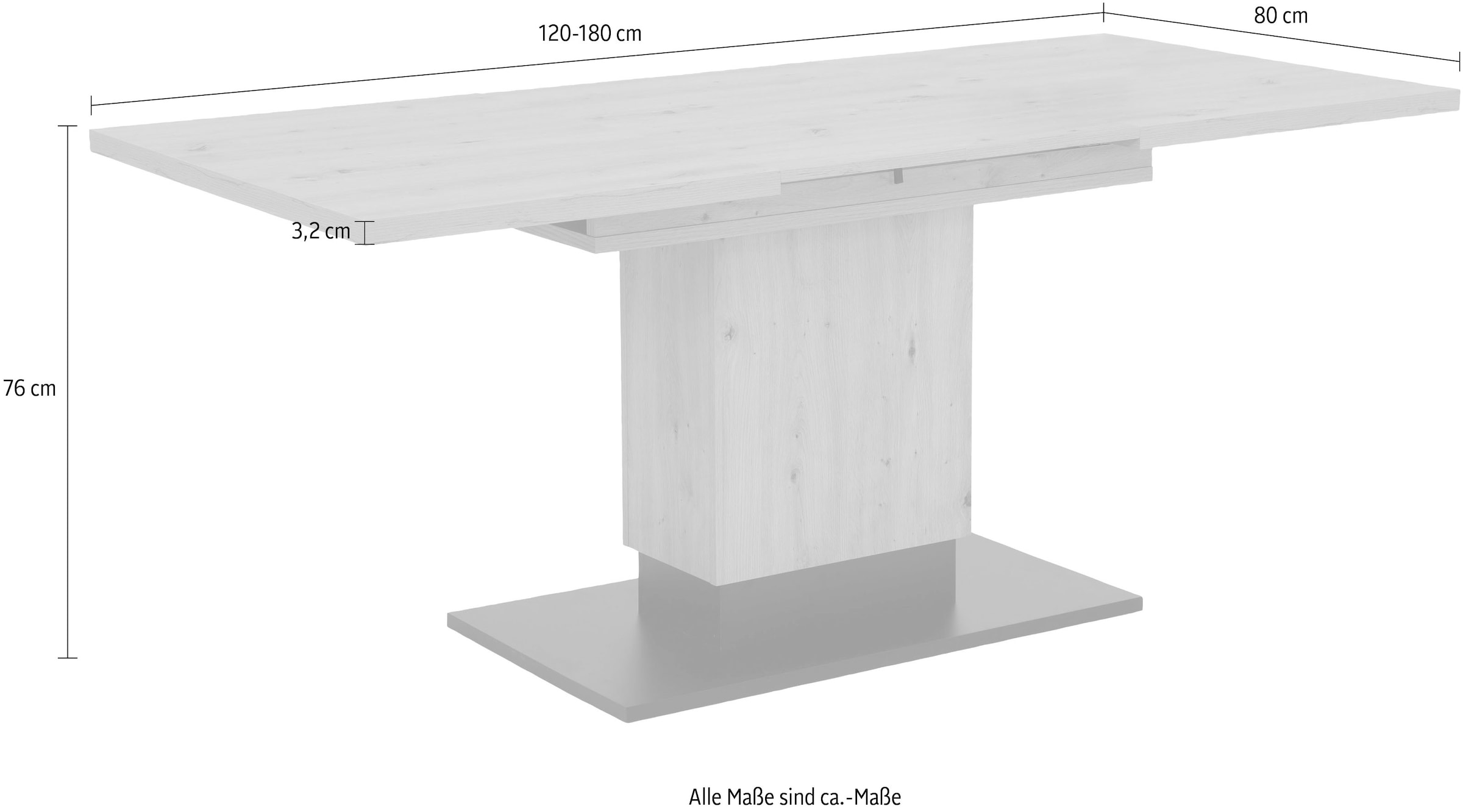 HELA Säulen-Esstisch »Lorena T«, ausziehbar 120-180 cm