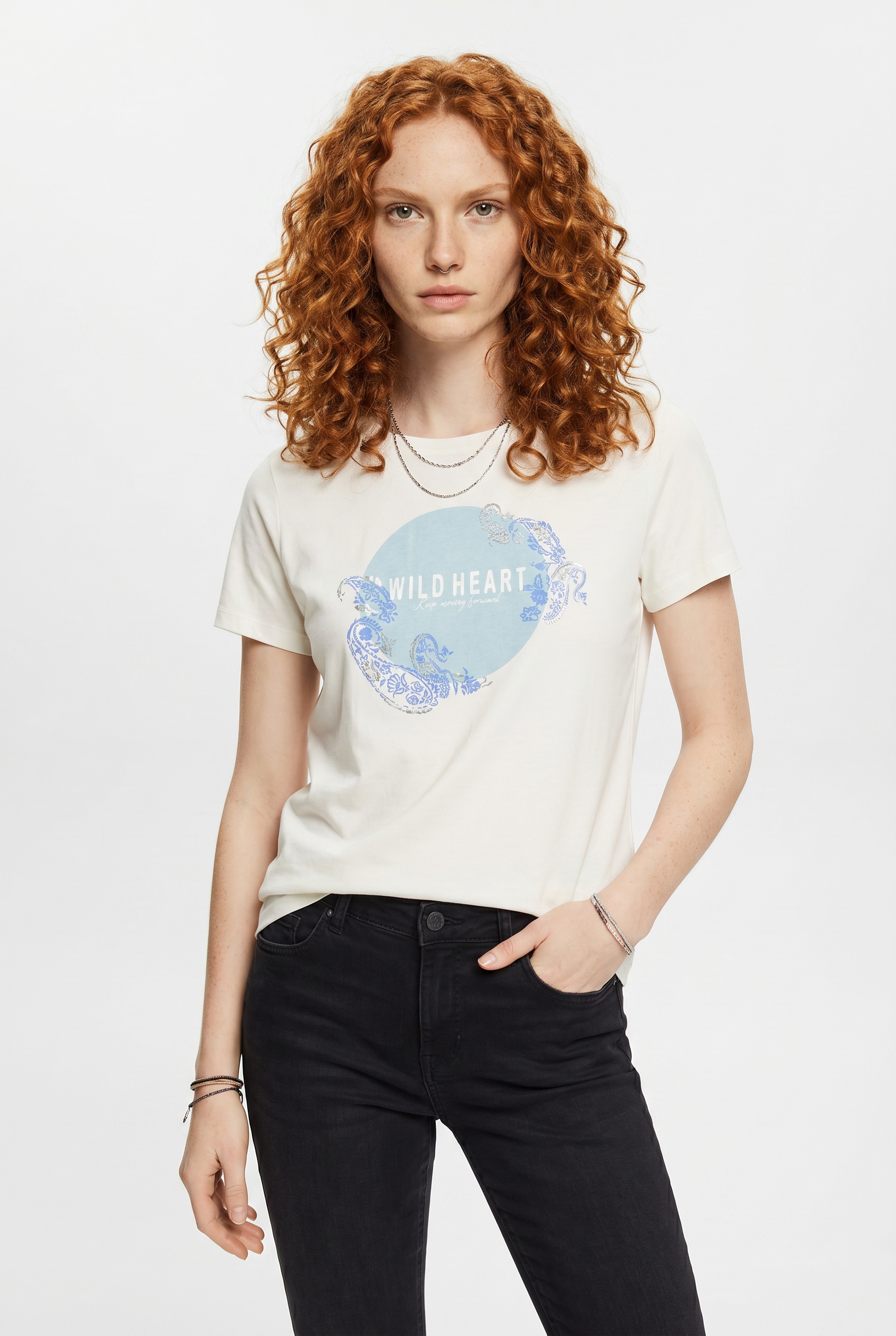 Image of ONLY CARMAKOMA Kurzarmshirt "CARBOOSTERY LIFE SS REG TEE JRS BS" Baumwolle, regular fit