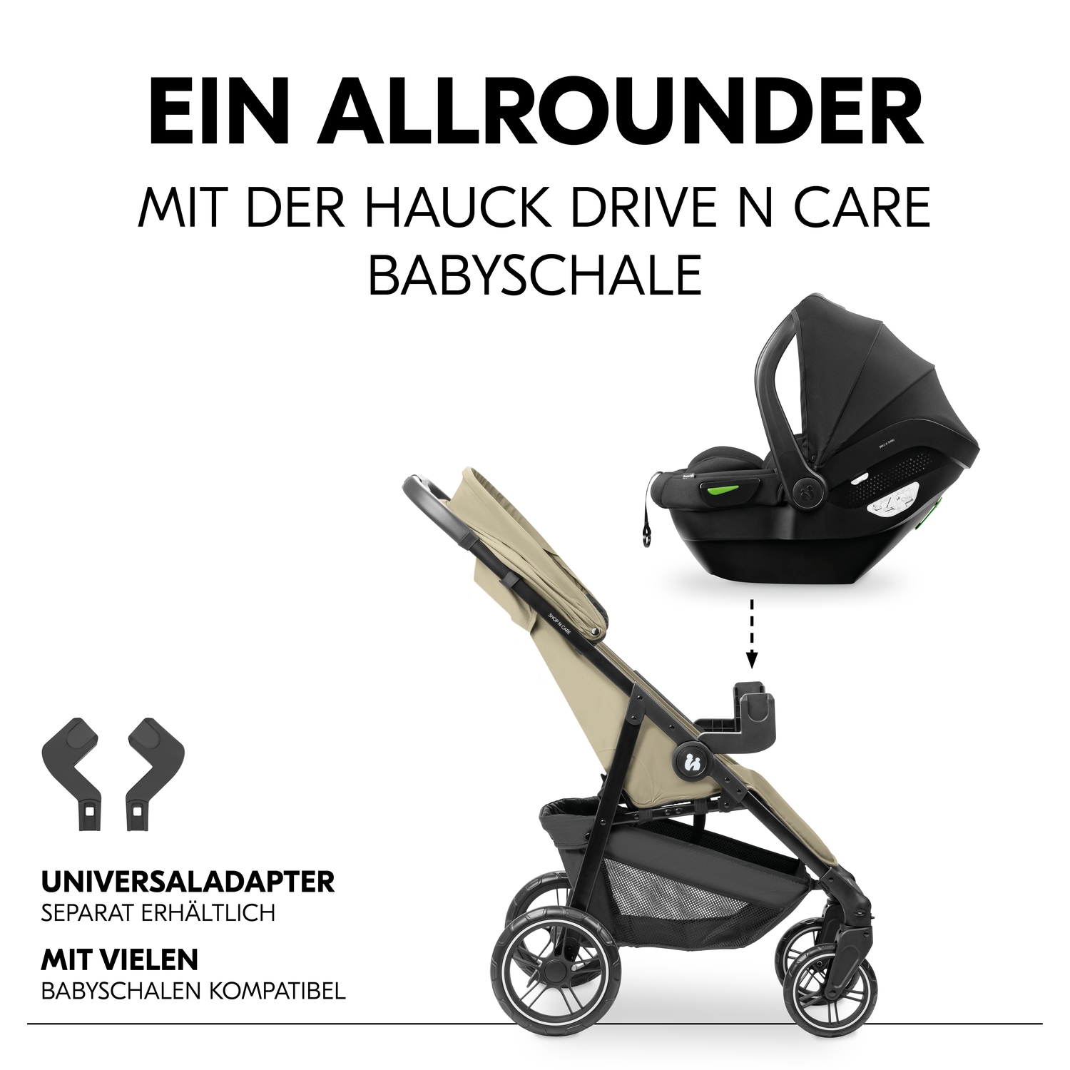 Hauck Kinder-Buggy »Shop N Care, Olive« 22 kg bis 22 kg belastbar; kompatibel mit Babyschale
