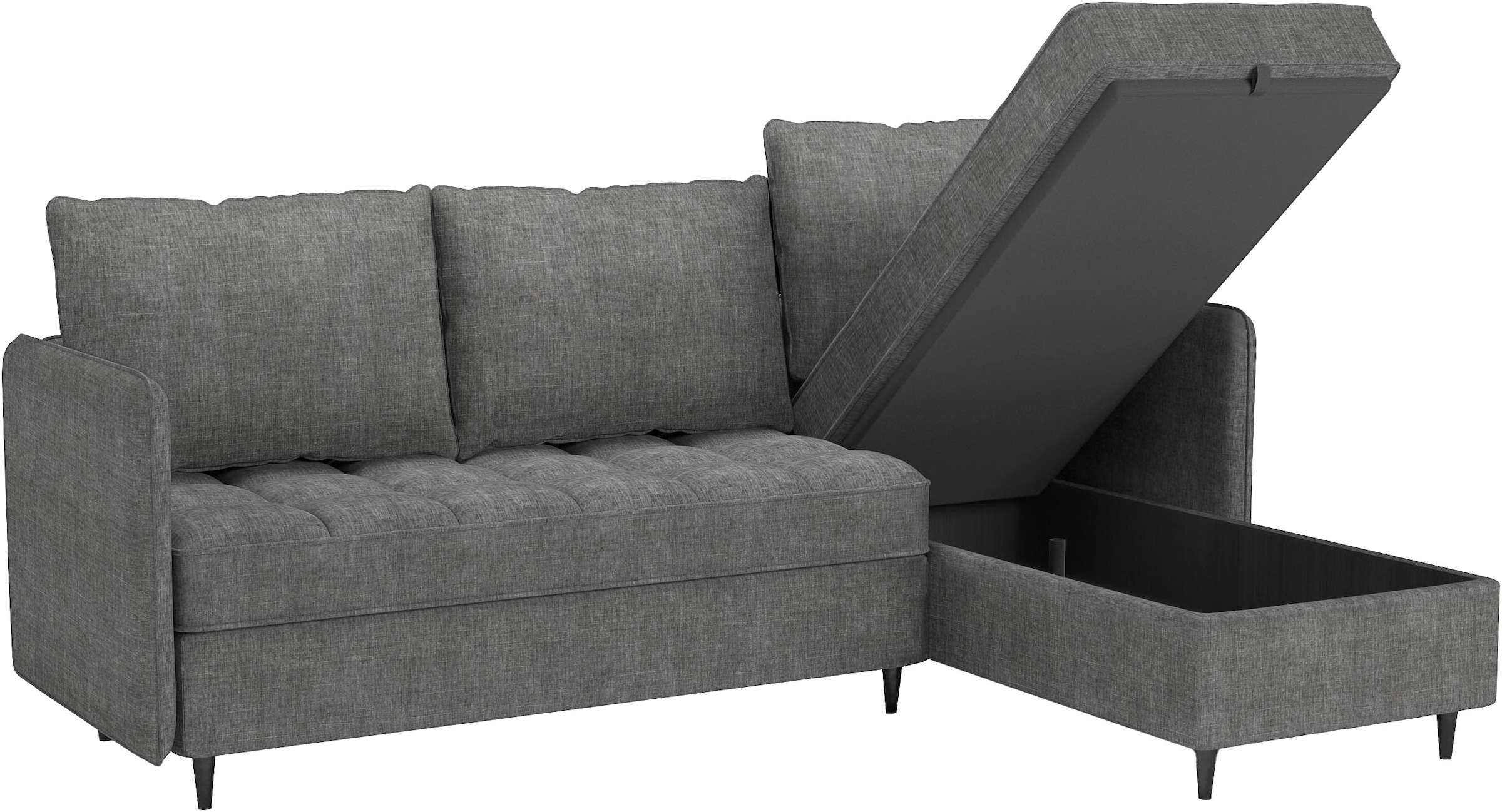 Dorel Home Ecksofa »LINDHUS, L-Form, 4 verschiedene Stellvarianten, Lounge-Sofa,«, Wohnlandschaft, mit Recamiere, grosser Bettkasten, Cord, Chenille