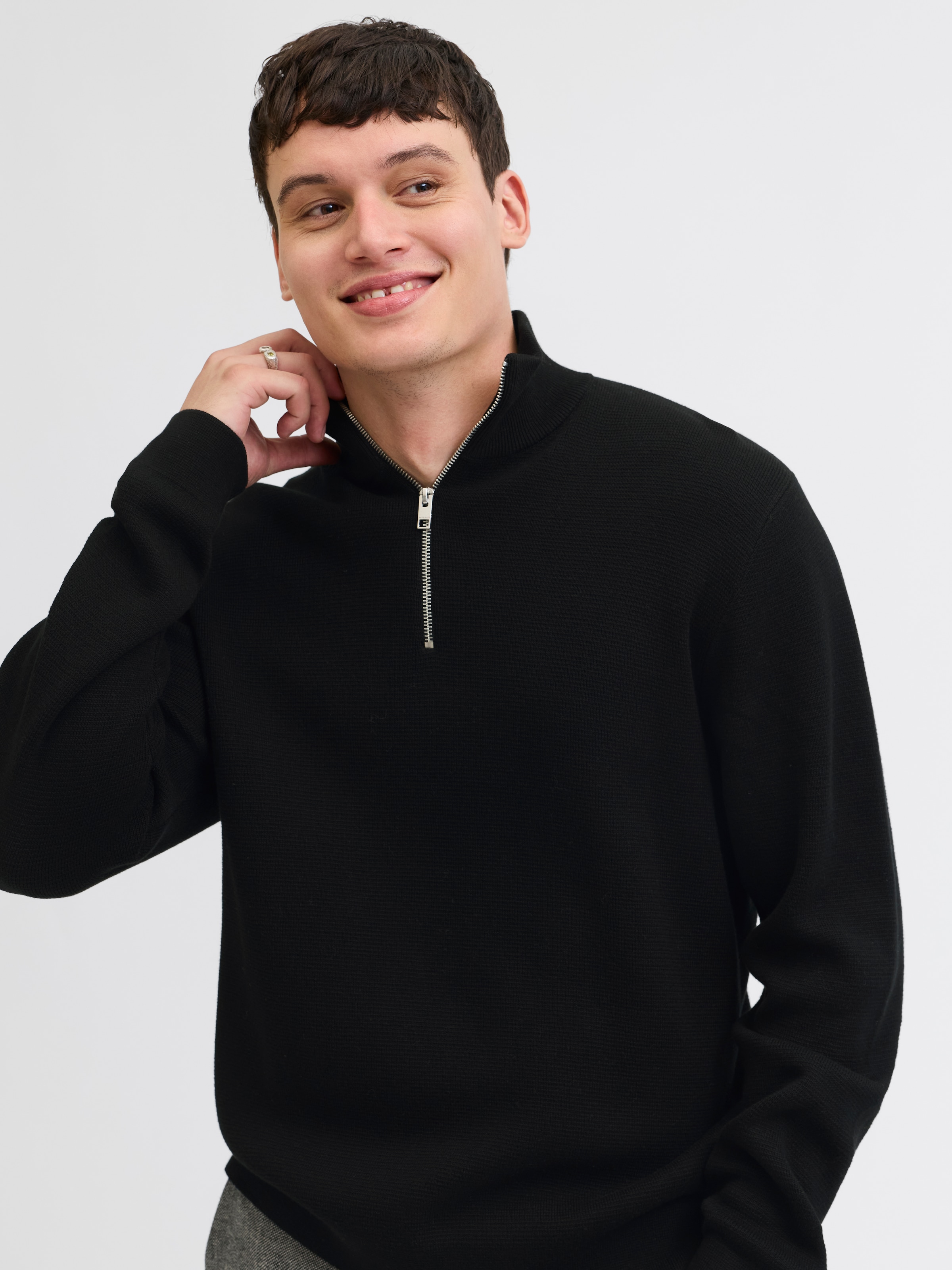 Jack & Jones Troyer »JPRBLAMILANO STITCH KNIT HALF ZIP SN« mit kurzem Reissverschluss