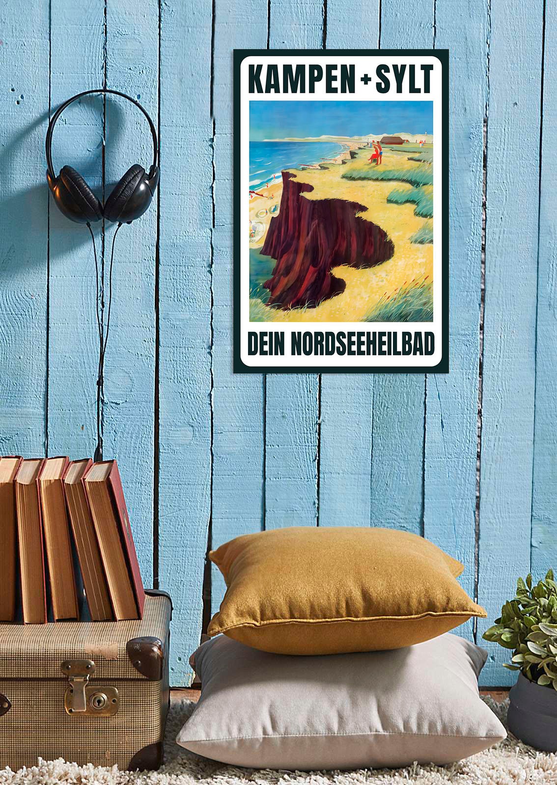 Image of queence Metallbild "Dein Nordseeheilbad" Meer Schriftzug Schriftzüge Strand 1 Stk. tlg. Stahlschilder
