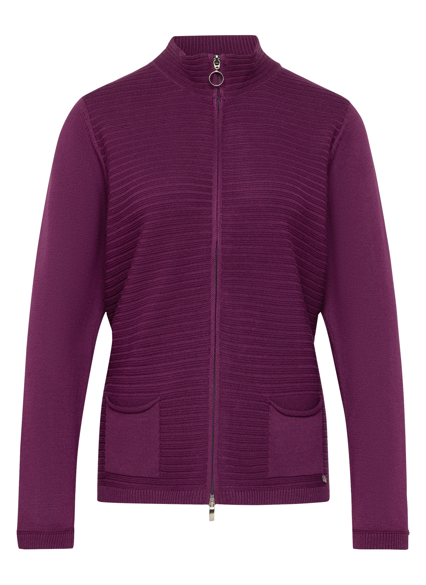 Rabe Strickjacke mit Reissverschluss und Stehkragen