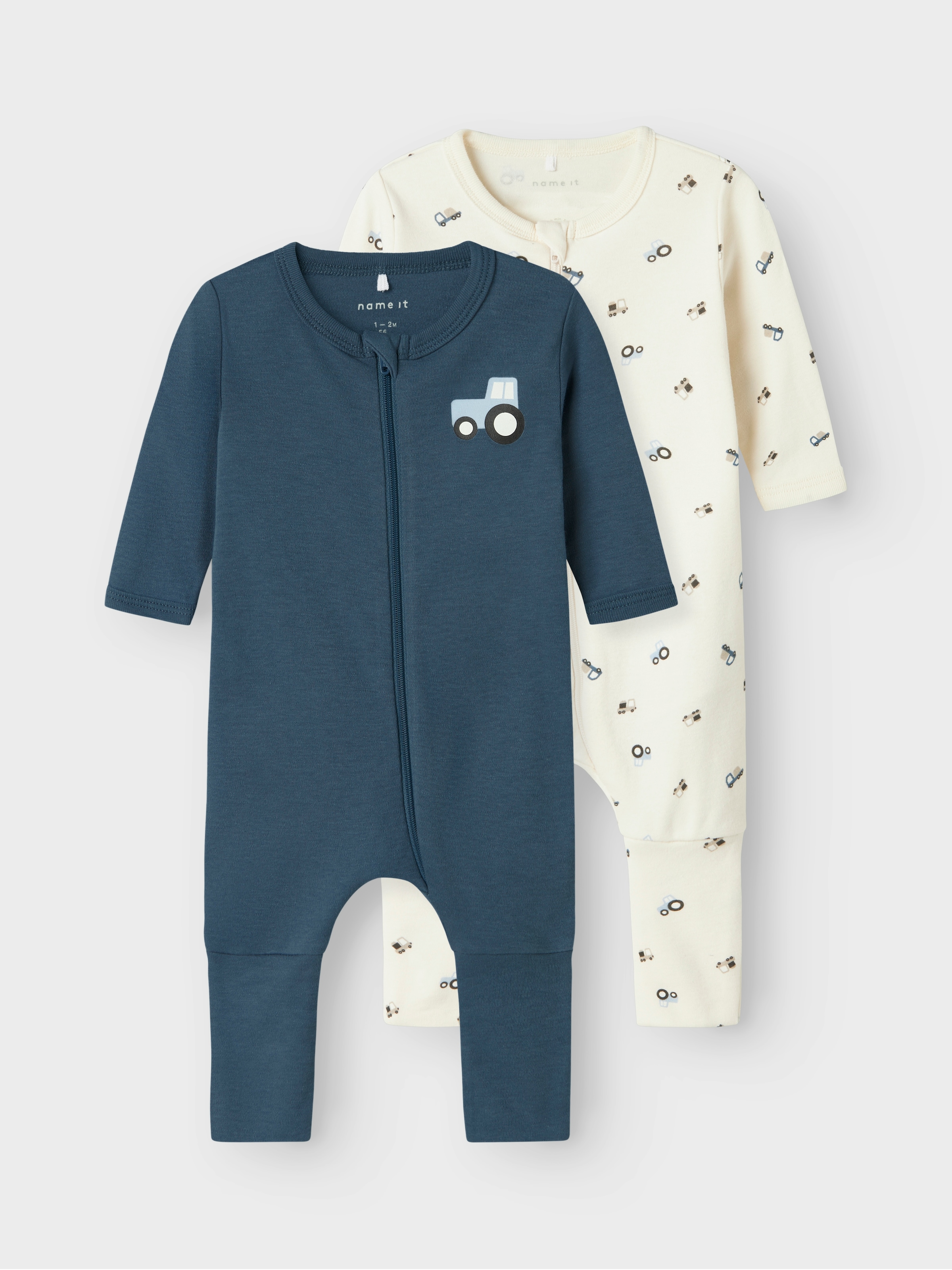Image of Name It Schlafanzug "NBMNIGHTSUIT 2P ZIP FF JET TRACTOR NOOS" Packung, 2 tlg.